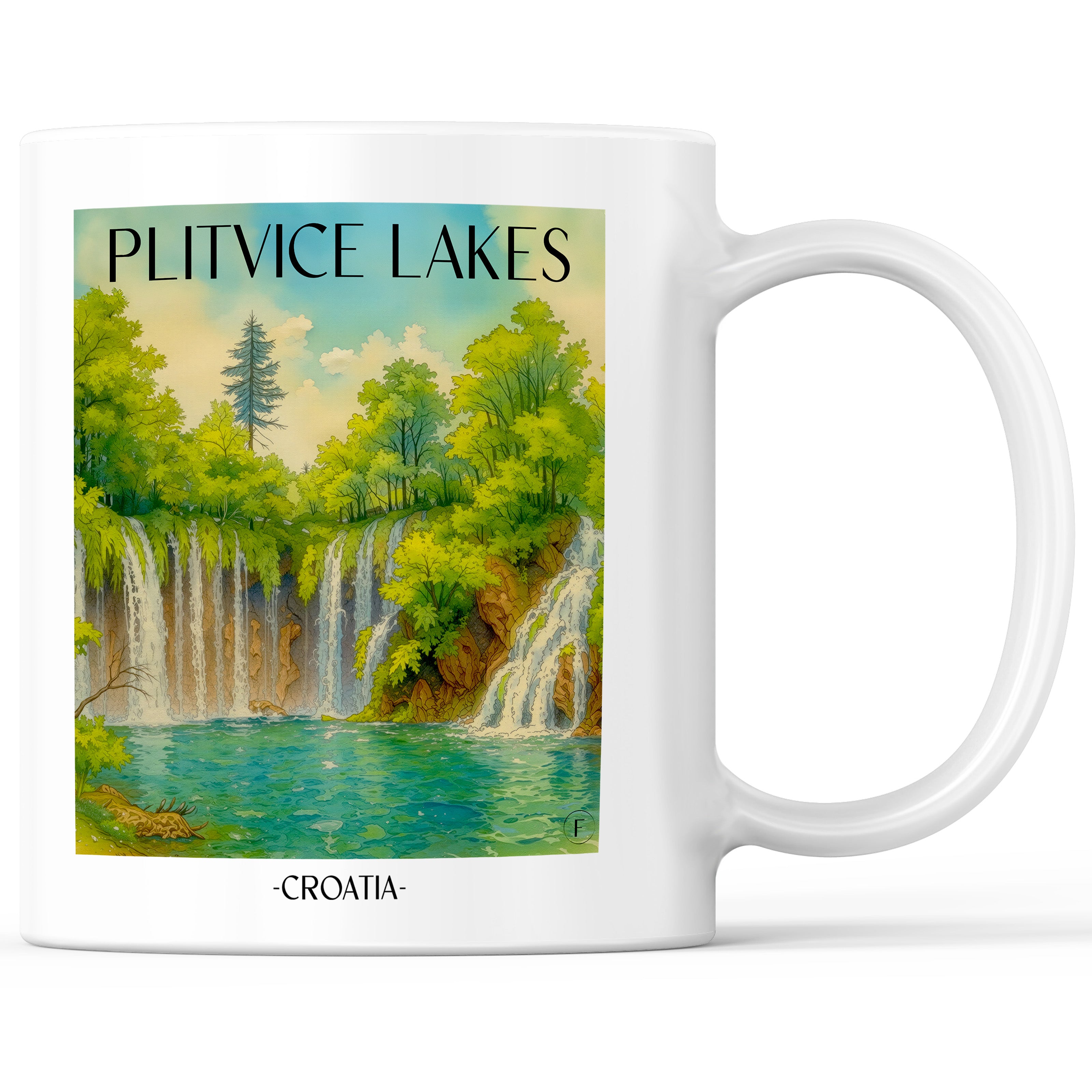 Plitvicer Seen - Kroatien Becher - Kaffeetasse im Aquarell Stil - favplace