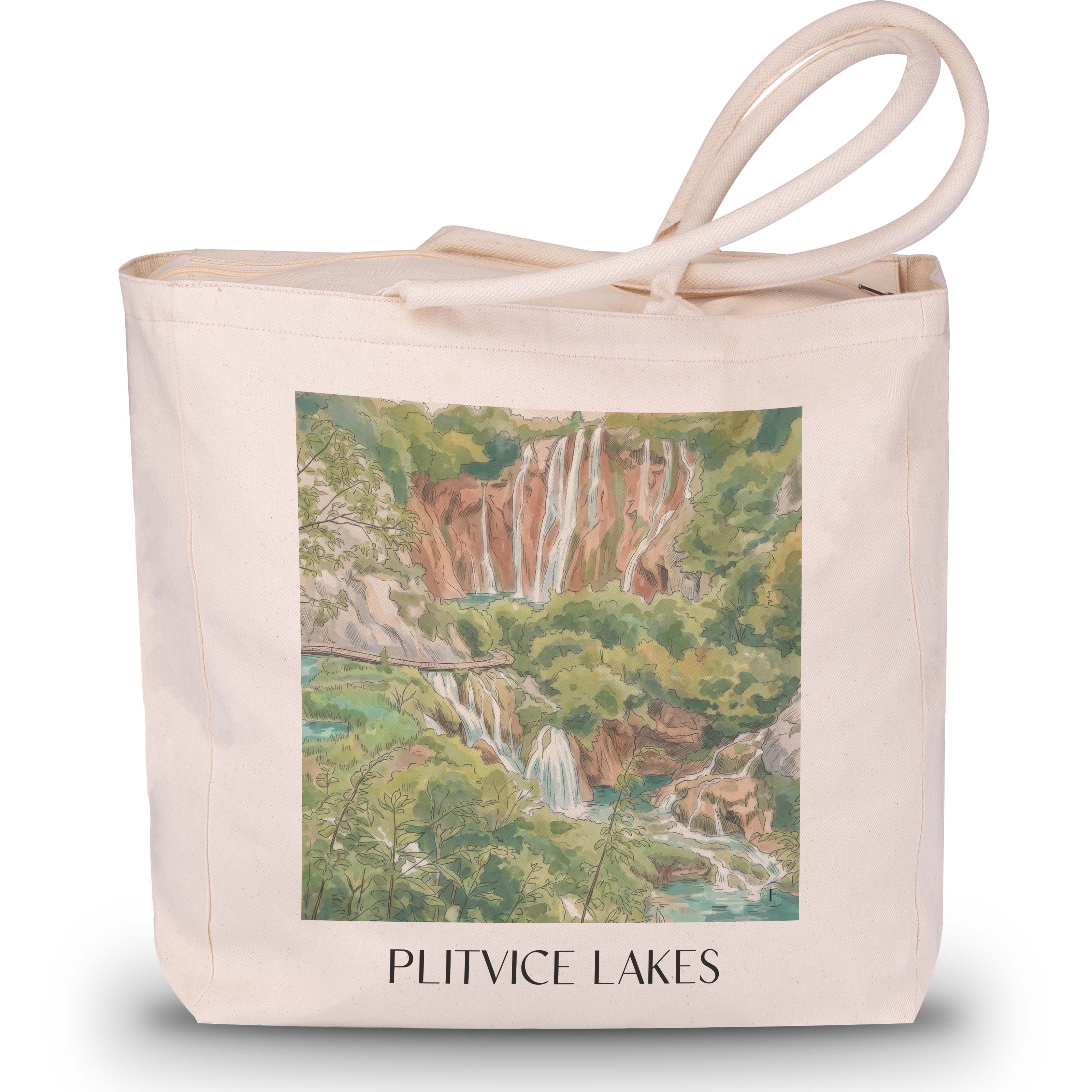 Plitvicer Seen - Kroatien Tote Bag - Einkaufstasche im Aquarell Stil - favplace