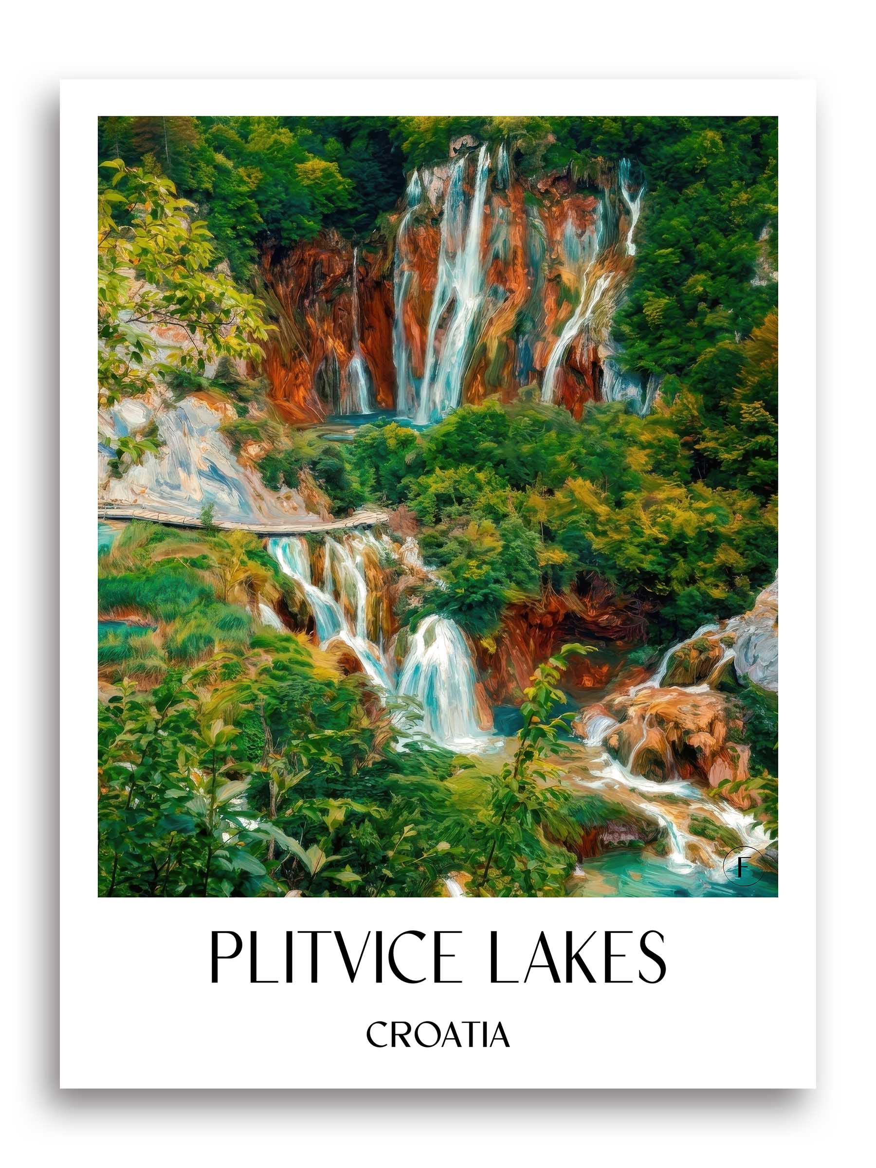 Plitvicer Seen Poster - - Kroatien Kunstdruck - Ölgemälde von A4 bis A1 - favplace