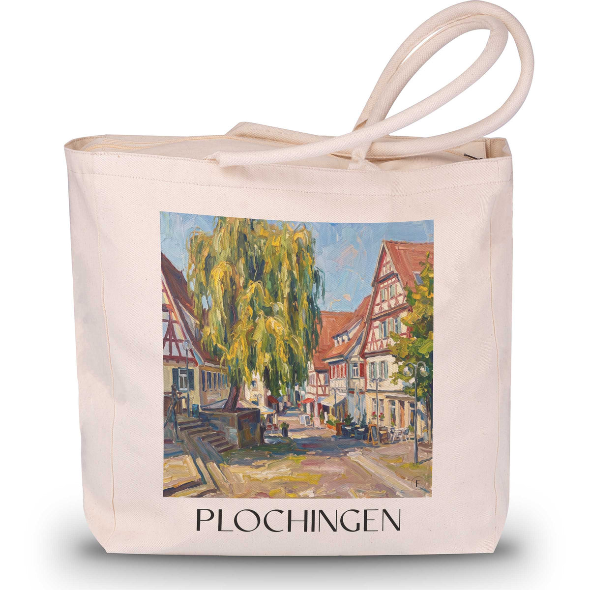 plochingen-neckartal-deutschland-einkaufstasche-oil-painting-oelgemaelde