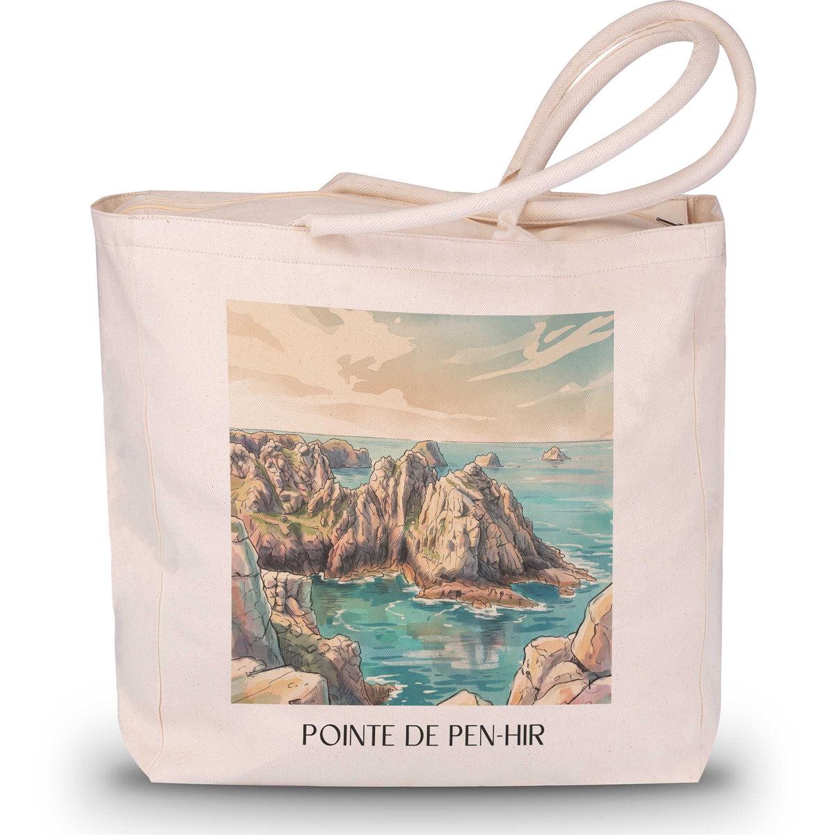 Pointe de Pen-Hir Shopping Tasche - Presqu'île de Crozon - Frankreich Tote Bag - Einkaufstasche im Aquarell Stil - favplace