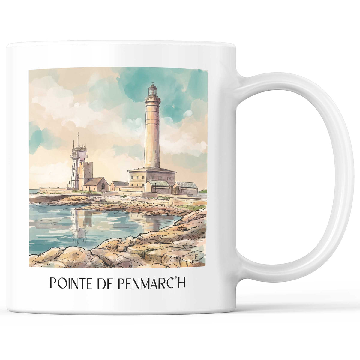 Pointe de Penmarc'h Kaffeebecher - Pays Bigouden - Frankreich Becher - Kaffeetasse im Aquarell Stil - favplace
