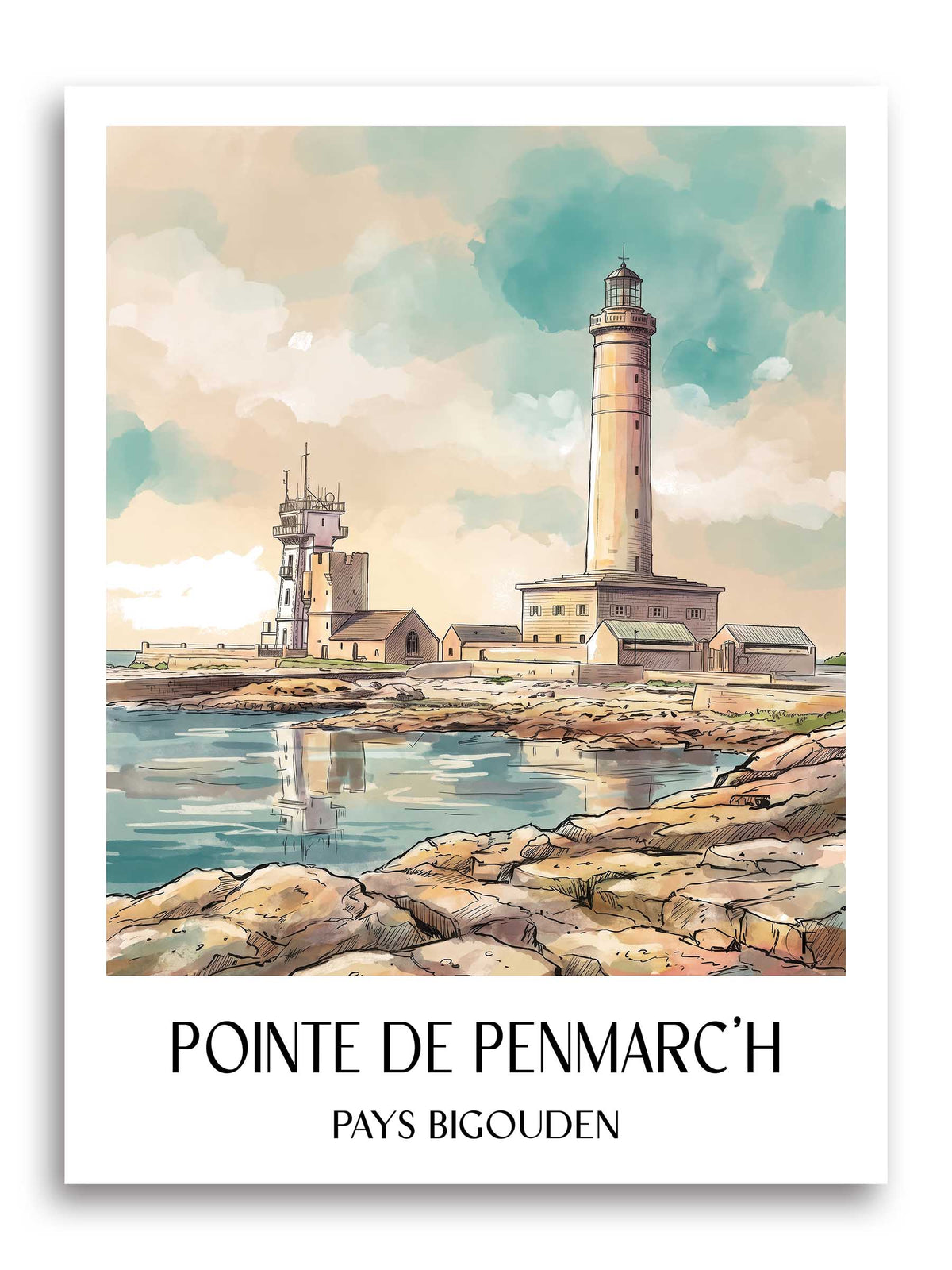 pointe-de-penmarc'h-pays-bigouden-frankreich-poster-aquarell