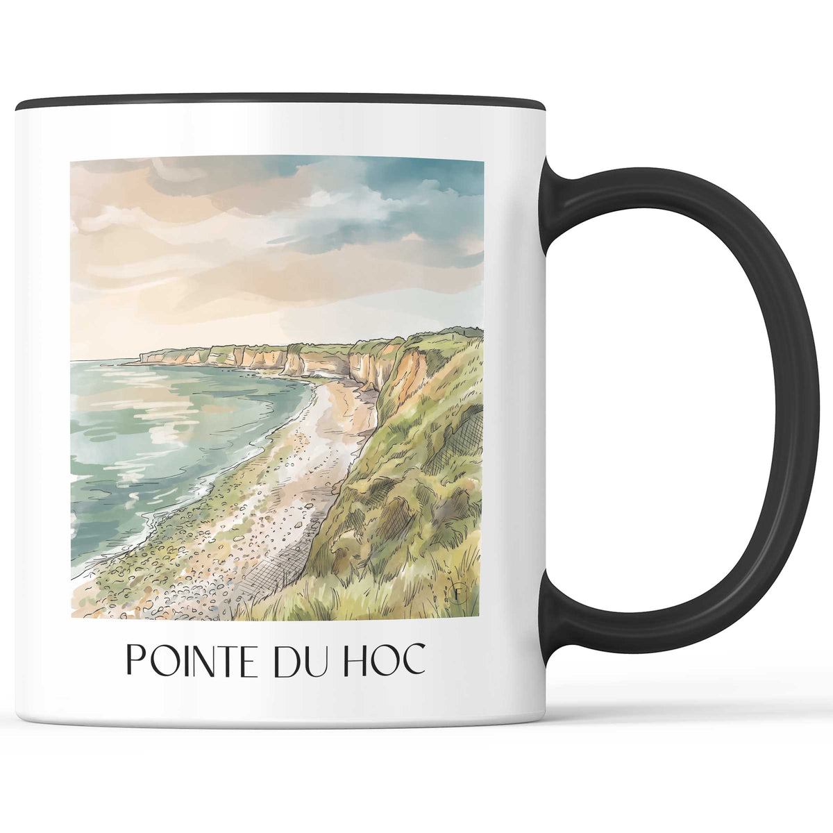 Pointe du Hoc Kaffeebecher - D-Day-Strände - Frankreich Becher - Kaffeetasse im Aquarell Stil - favplace