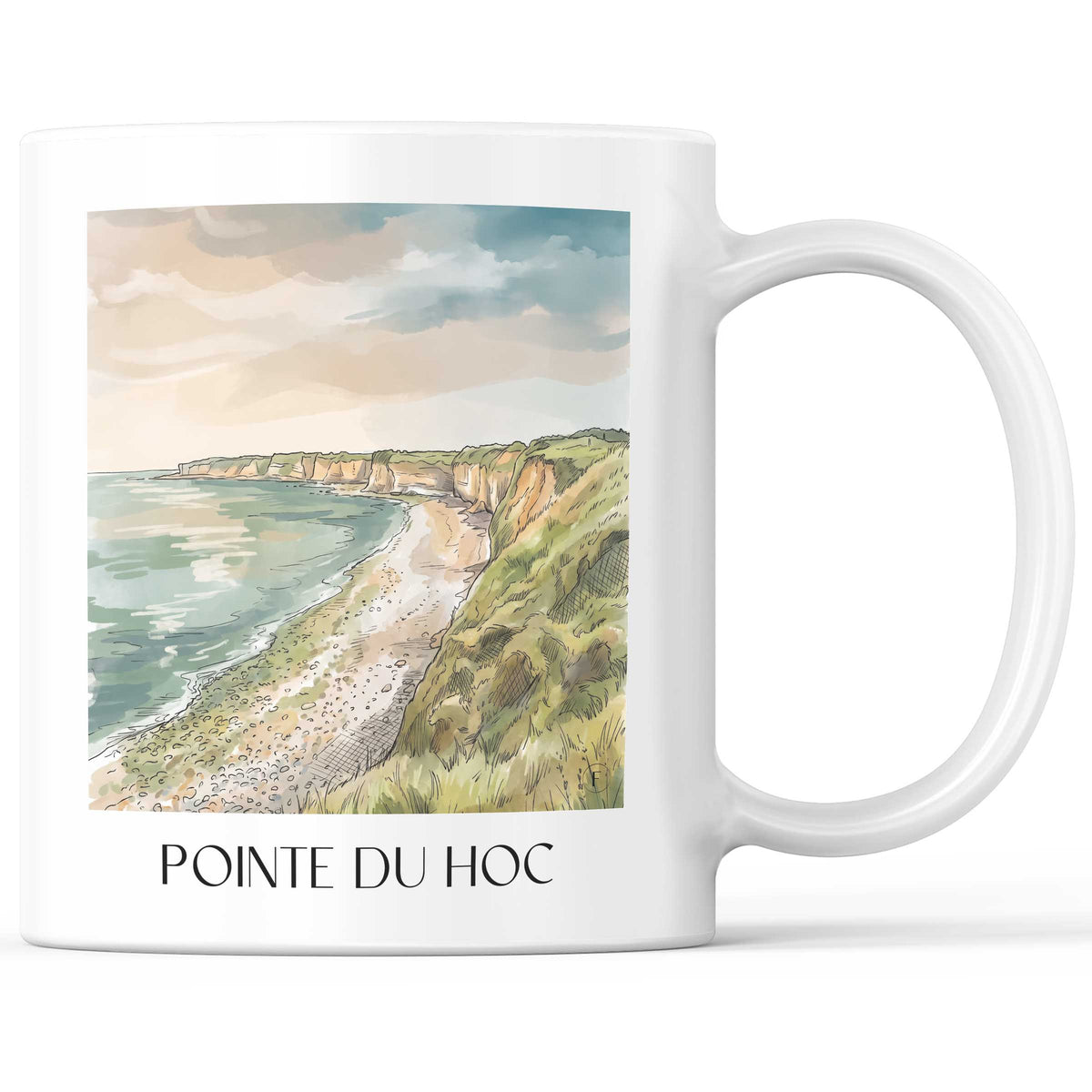Pointe du Hoc Kaffeebecher - D-Day-Strände - Frankreich Becher - Kaffeetasse im Aquarell Stil - favplace
