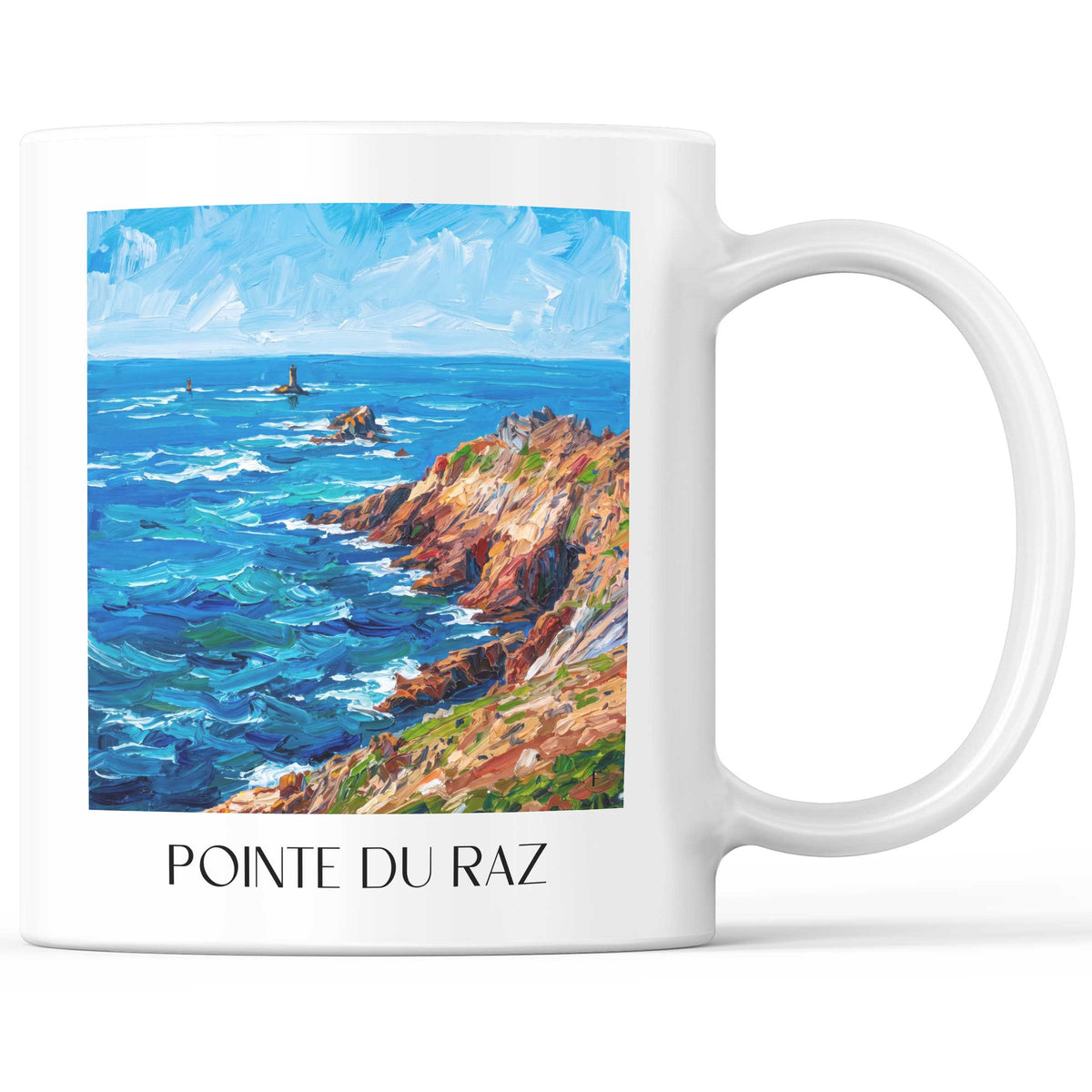 Pointe du Raz Kaffeebecher - Cap Sizun - Frankreich Becher - Kaffeetasse im Ölgemälde Stil - favplace