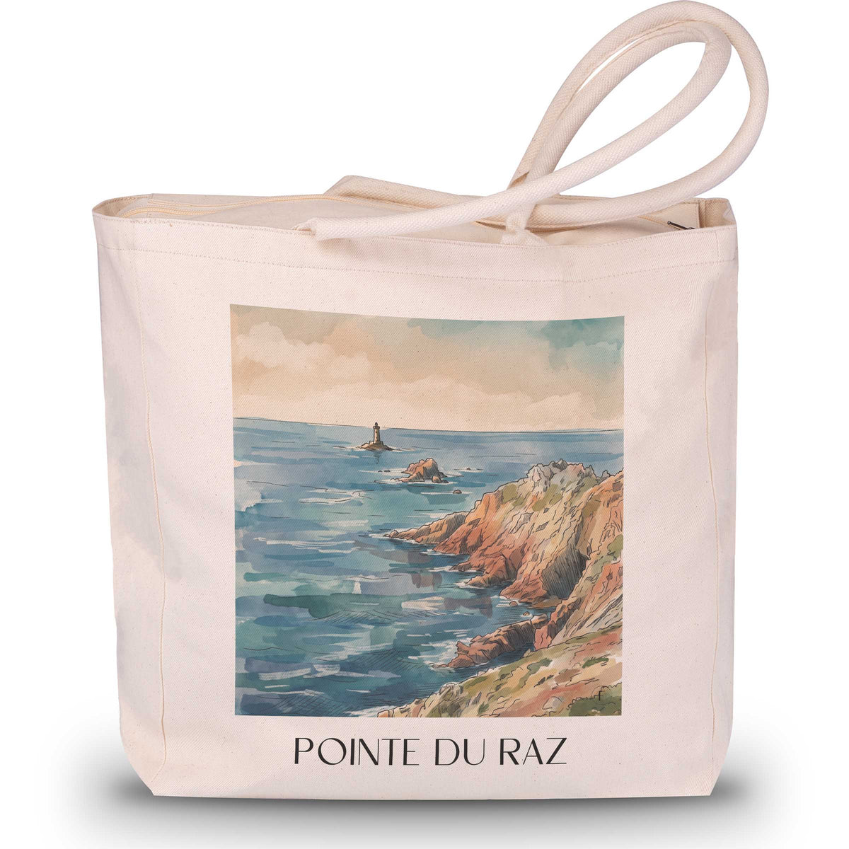 pointe-du-raz-cap-sizun-frankreich-einkaufstasche-aquarell