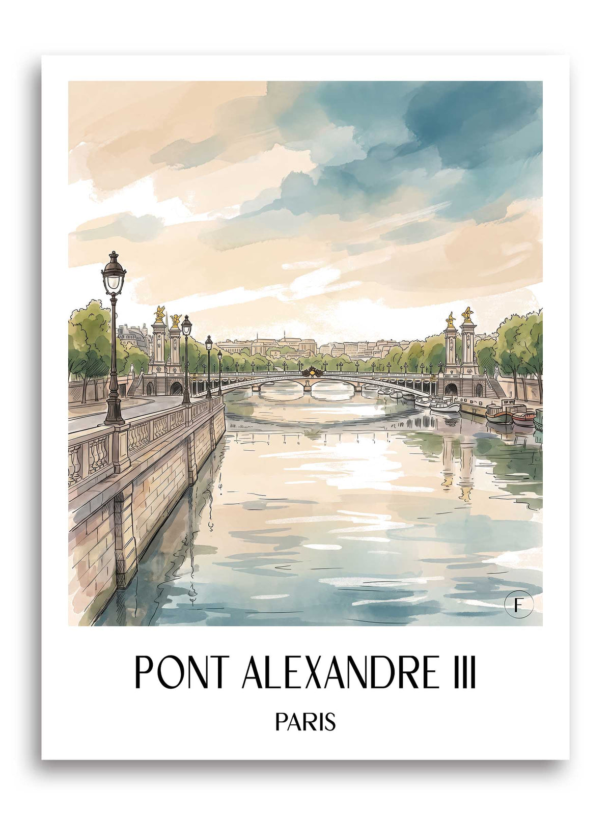 Pont Alexandre III Poster - Paris - Frankreich Kunstdruck - Aquarell von A4 bis A1