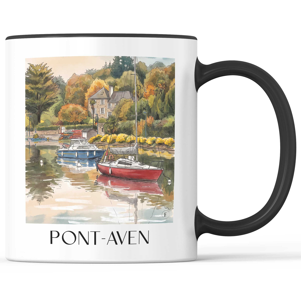 Pont-Aven Kaffeebecher - Cornouaille - Frankreich Becher - Kaffeetasse im Aquarell Stil - favplace