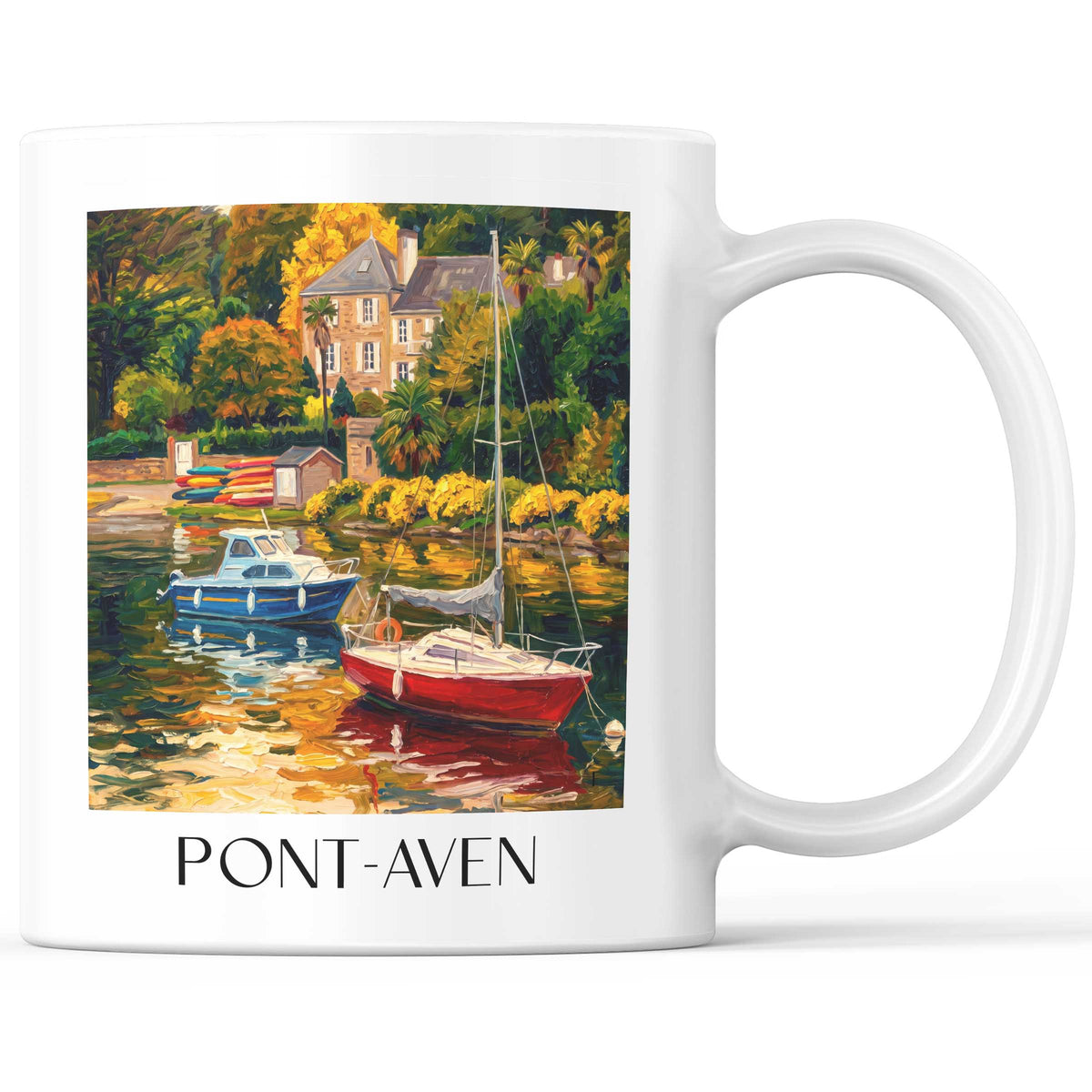 Pont-Aven Kaffeebecher - Cornouaille - Frankreich Becher - Kaffeetasse im Ölgemälde Stil
