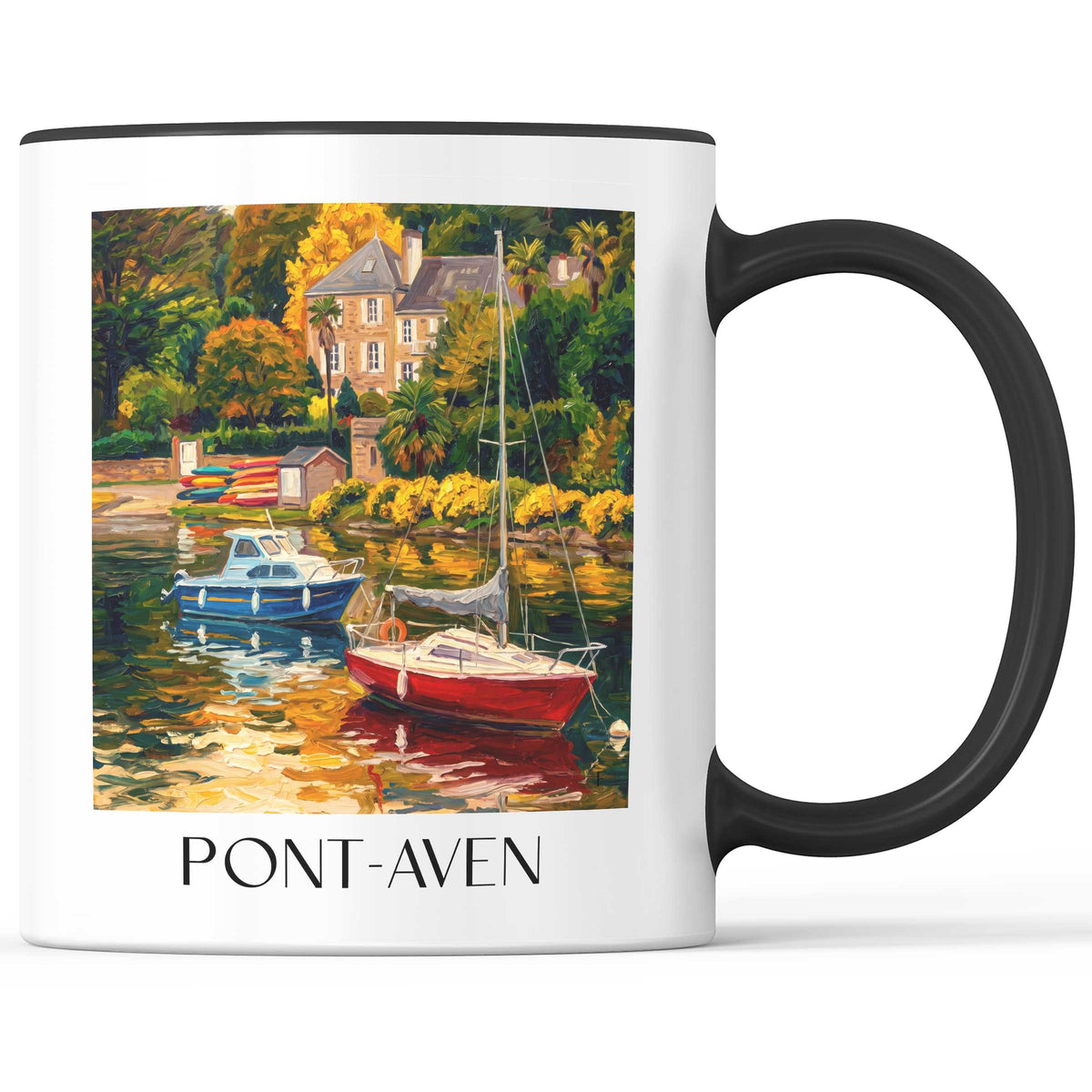 Pont-Aven Kaffeebecher - Cornouaille - Frankreich Becher - Kaffeetasse im Ölgemälde Stil