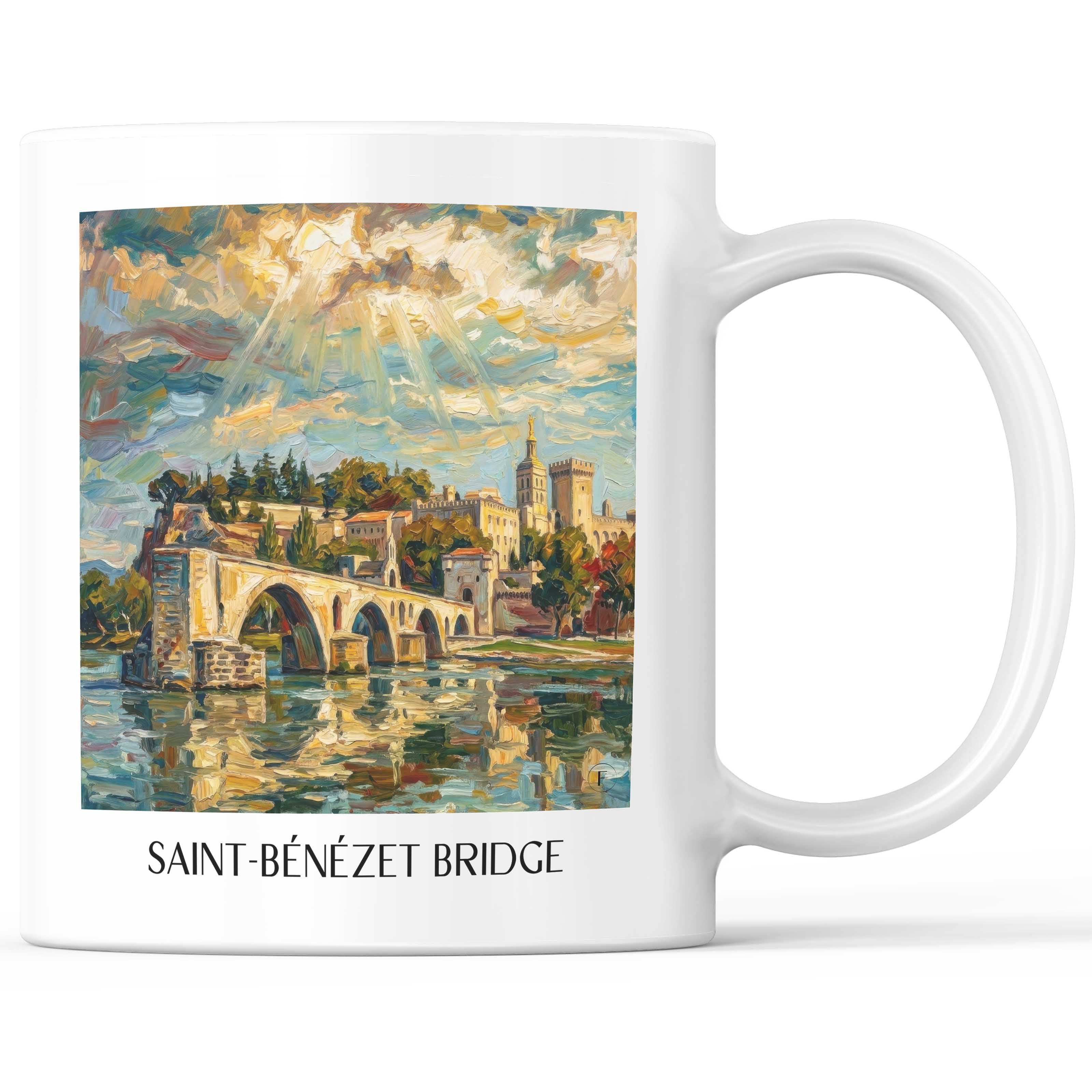Pont Saint-Bénézet Kaffeebecher - Avignon - Frankreich Becher - Kaffeetasse im Ölgemälde Stil - favplace