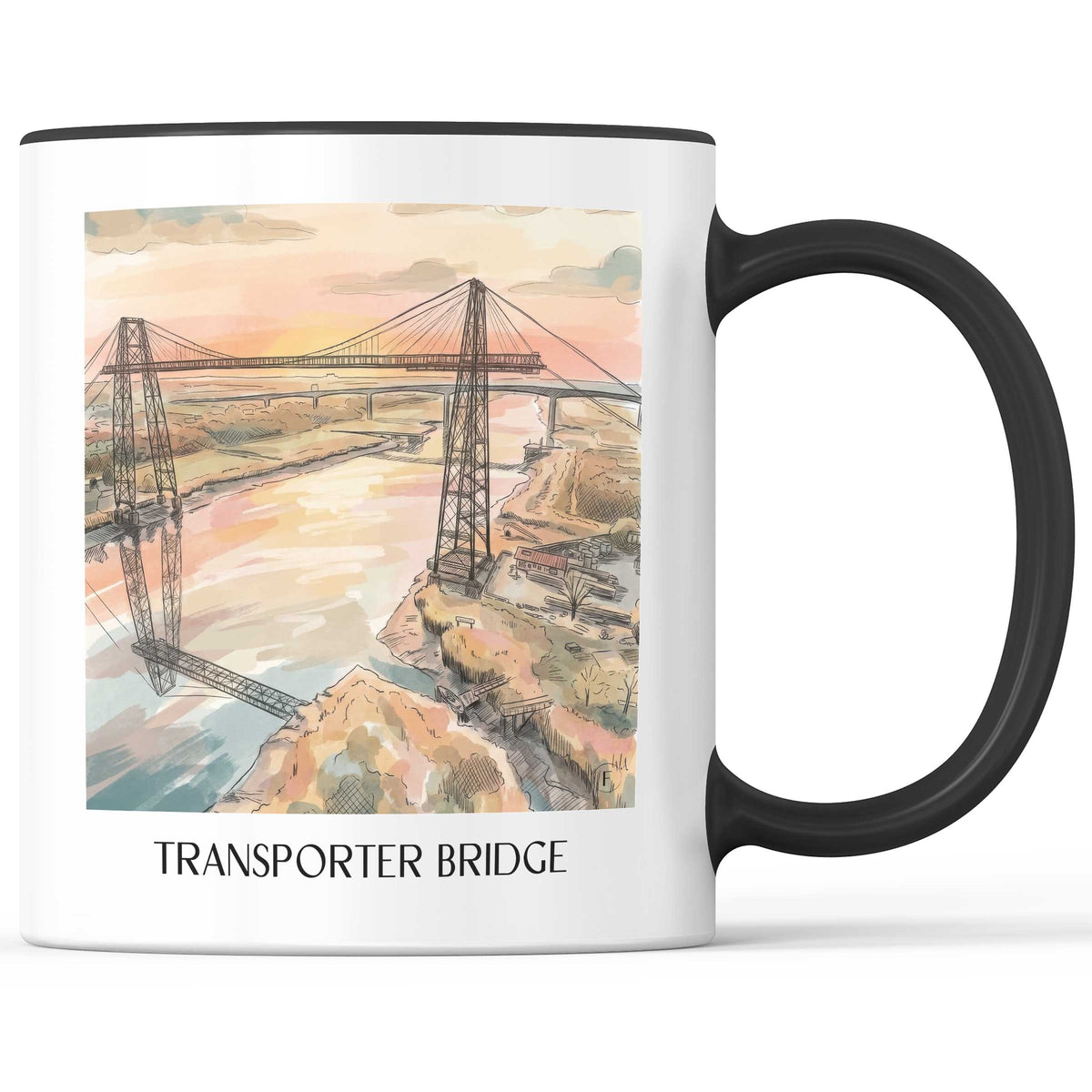 Pont Transbordeur Kaffeebecher - Rochefort - Frankreich Becher - Kaffeetasse im Aquarell Stil - favplace