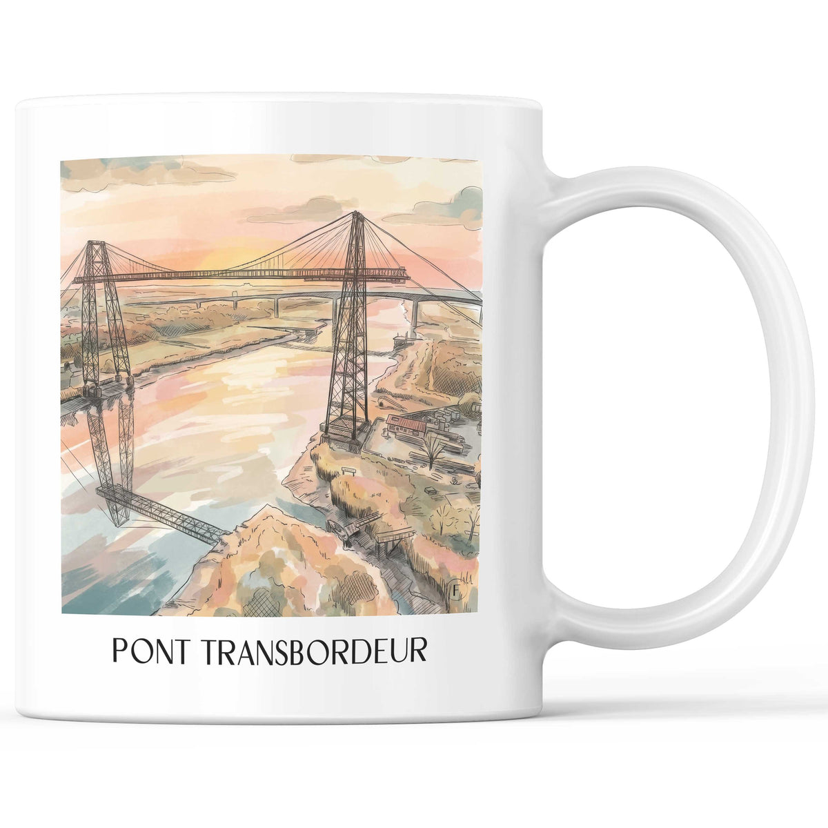 Pont Transbordeur Kaffeebecher - Rochefort - Frankreich Becher - Kaffeetasse im Aquarell Stil - favplace