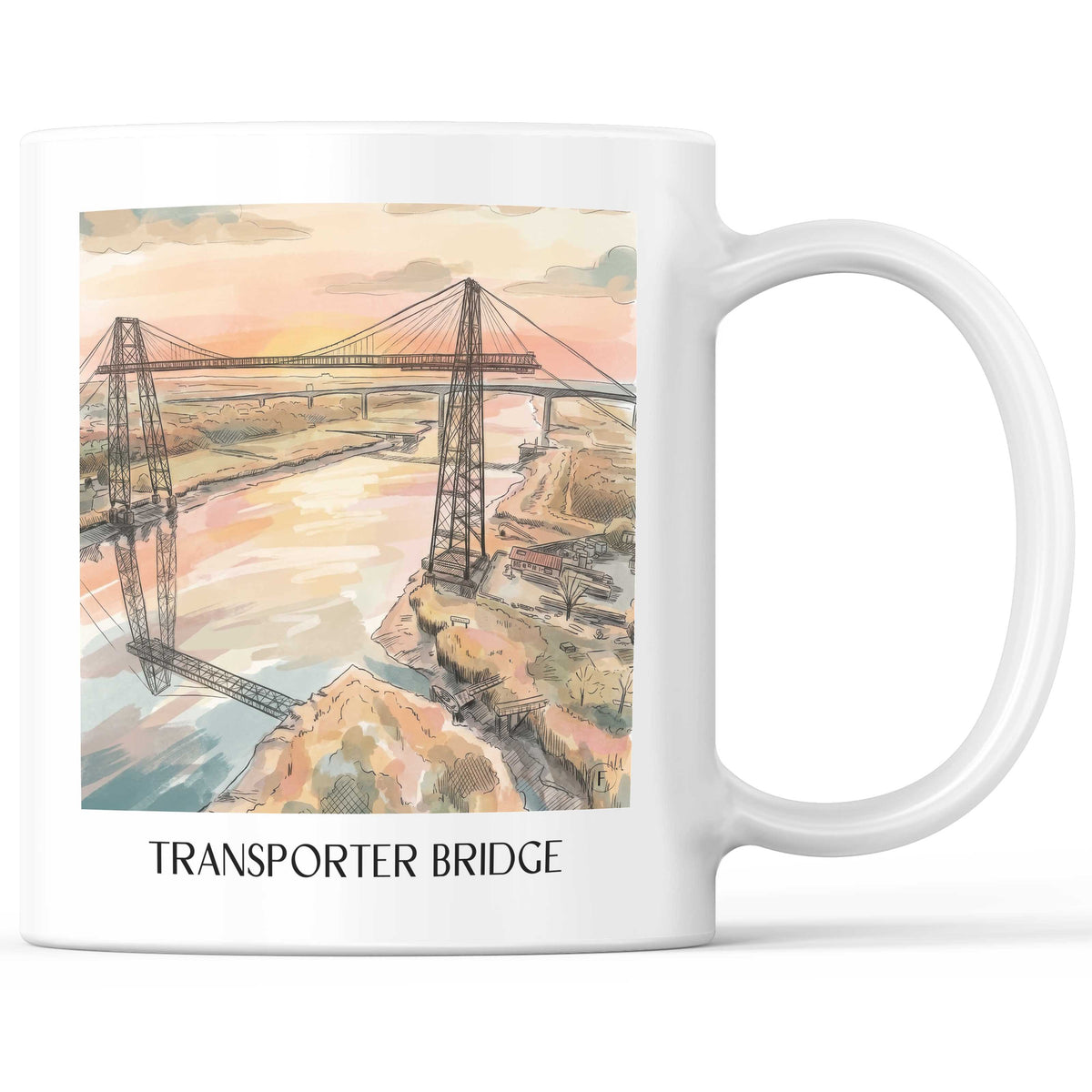 Pont Transbordeur Kaffeebecher - Rochefort - Frankreich Becher - Kaffeetasse im Aquarell Stil - favplace