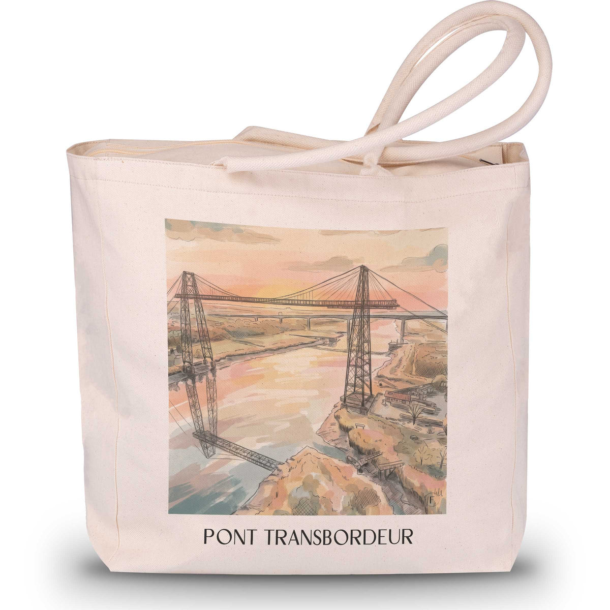 pont-transbordeur-rochefort-frankreich-einkaufstasche-aquarell