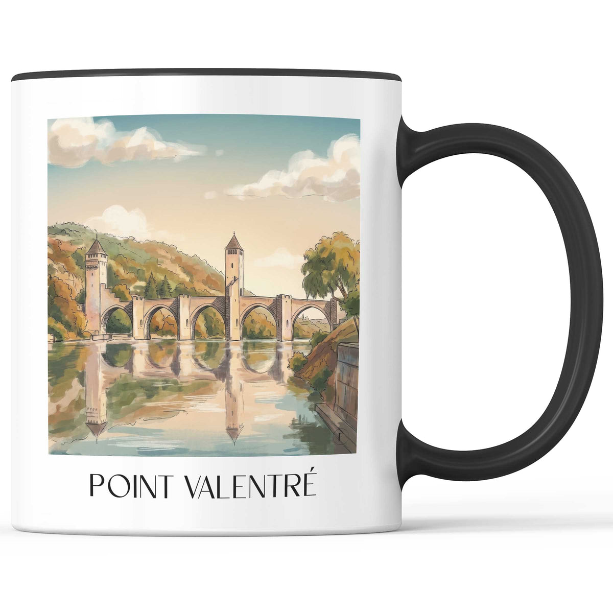 Pont Valentré Kaffeebecher - Cahors - Frankreich Becher - Kaffeetasse im Aquarell Stil - favplace