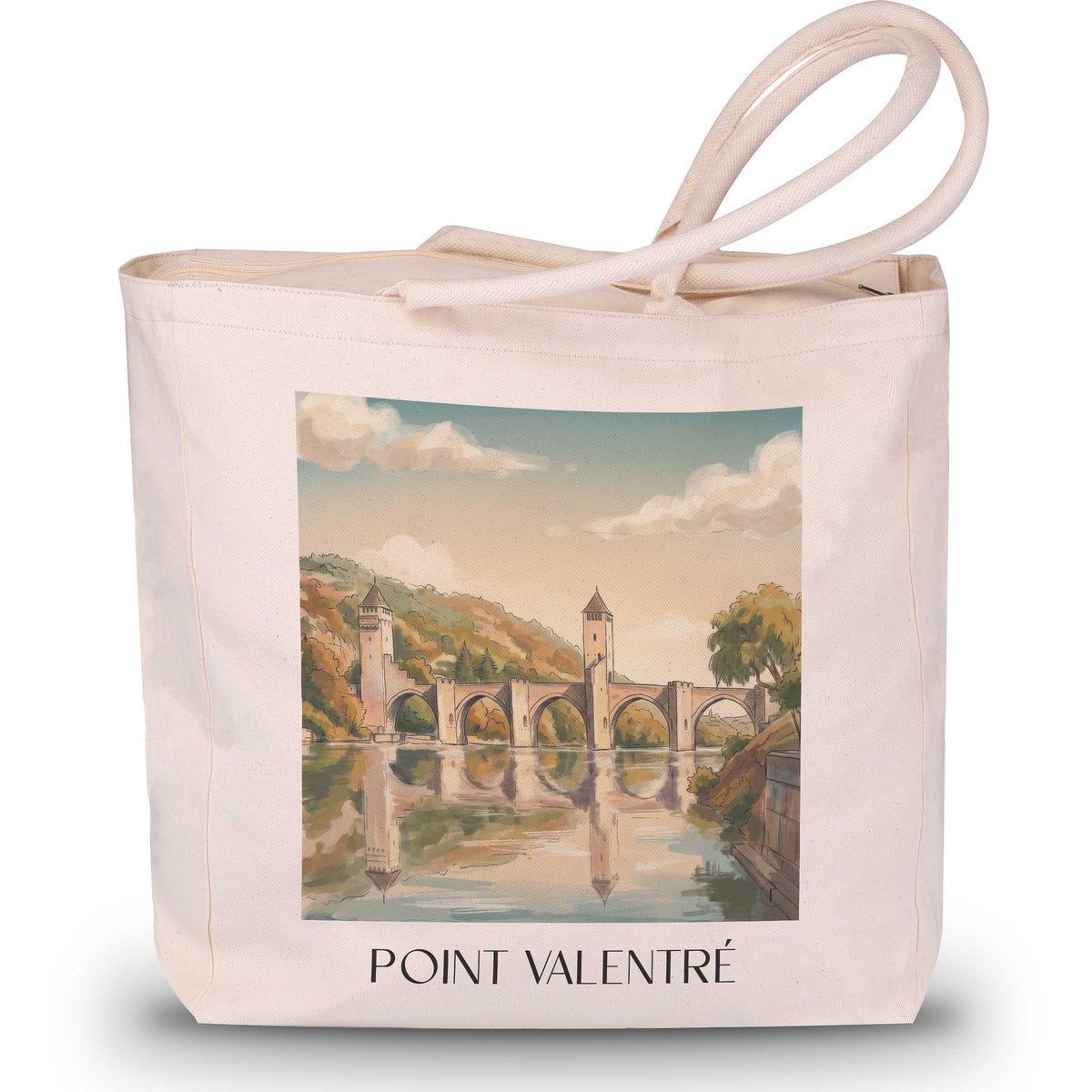 Pont Valentré Shopping Tasche - Cahors - Frankreich Tote Bag - Einkaufstasche im Aquarell Stil - favplace