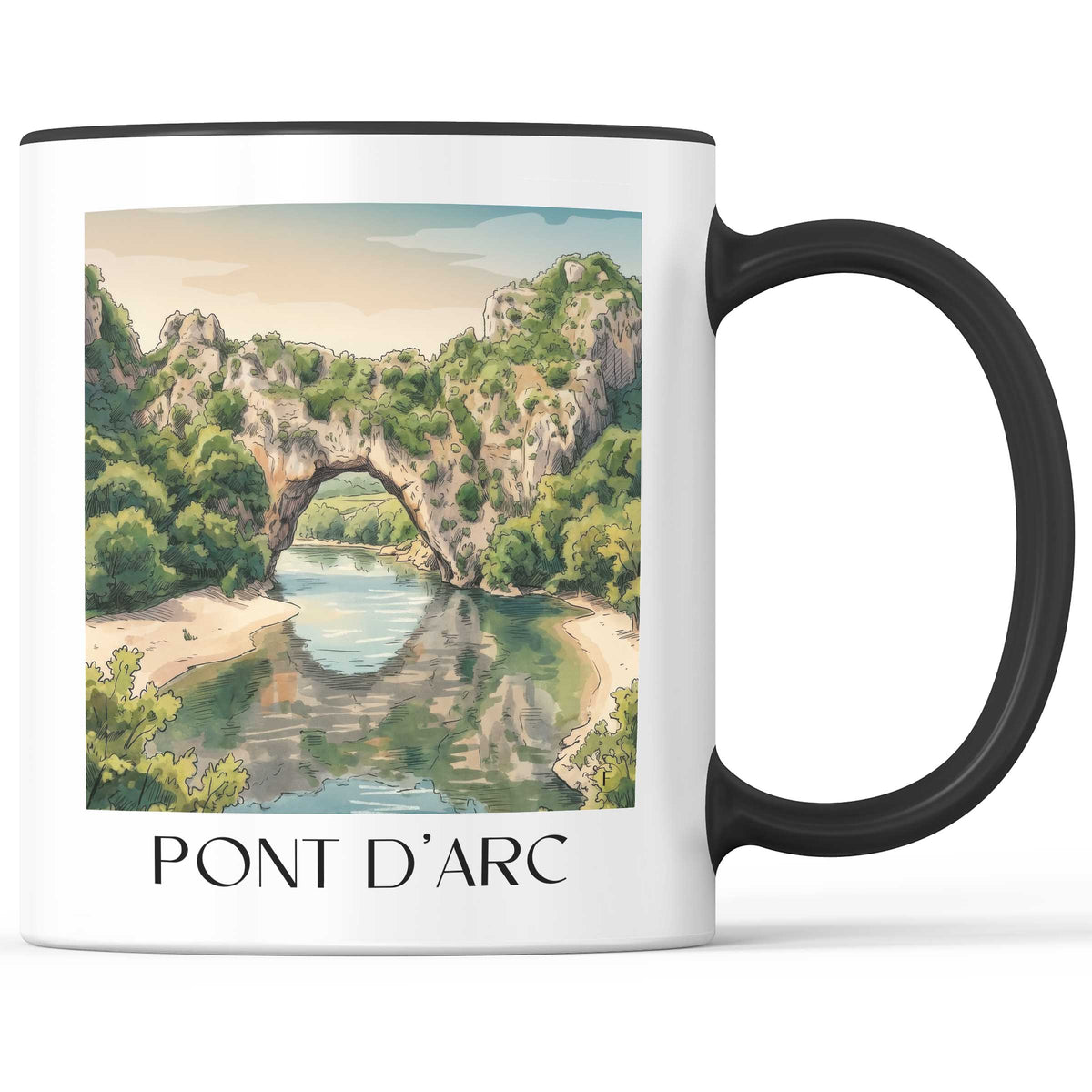 Pont d'Arc Kaffeebecher - Gorges de l'Ardèche - Frankreich Becher - Kaffeetasse im Aquarell Stil - favplace