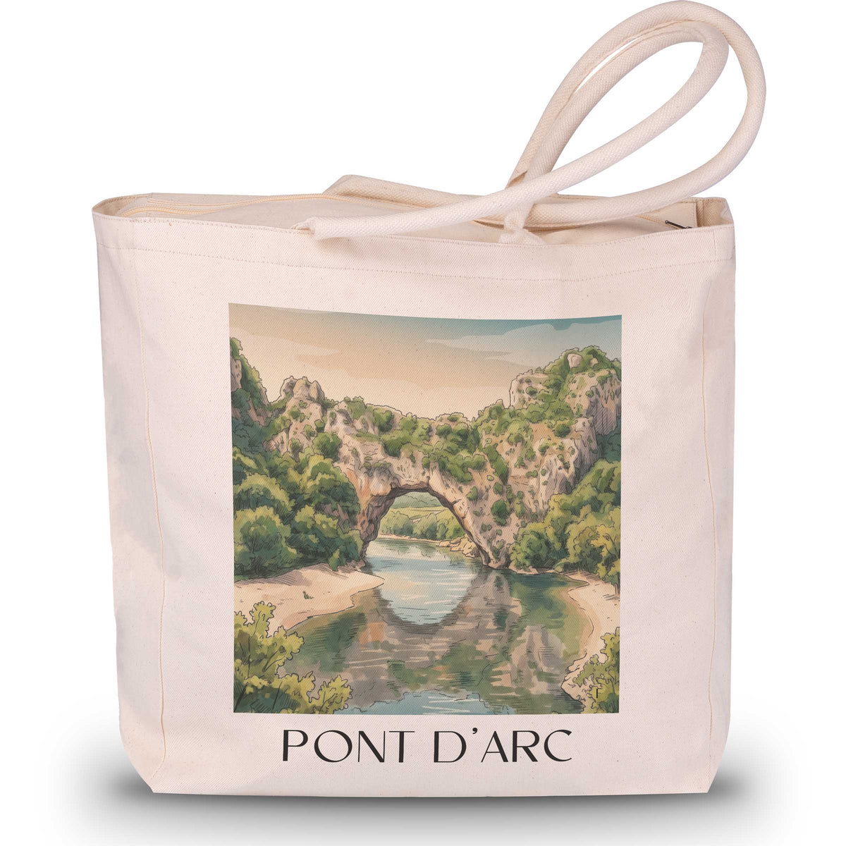 pont-d'arc-gorges-de-l'ardèche-frankreich-einkaufstasche-aquarell