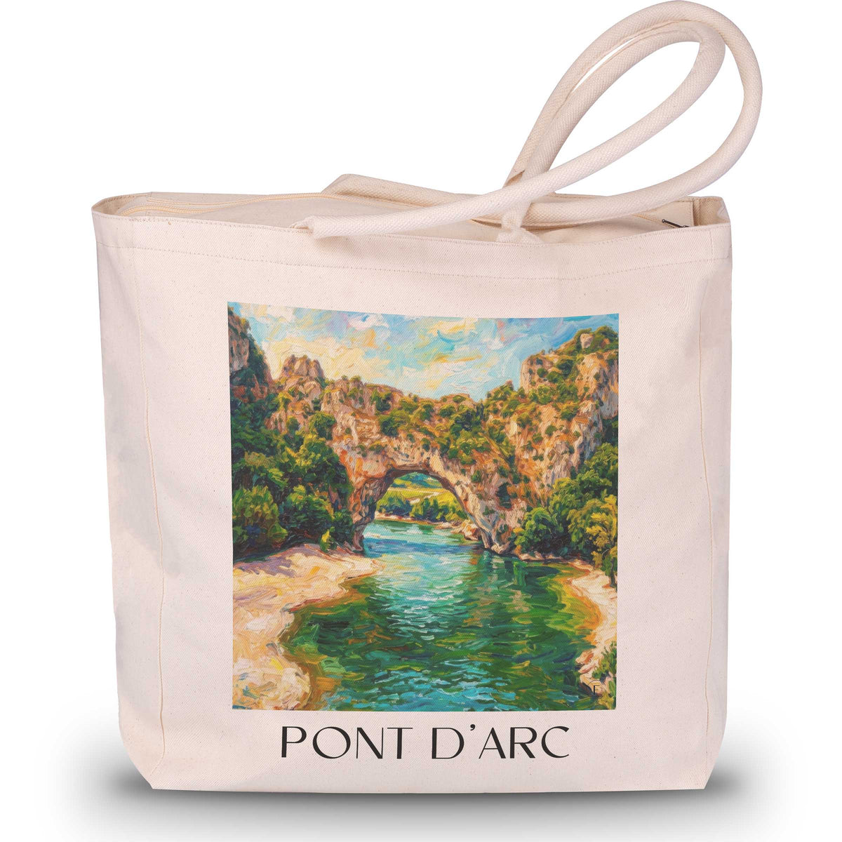 pont-d'arc-gorges-de-l'ardèche-frankreich-einkaufstasche-oil-painting-oelgemaelde