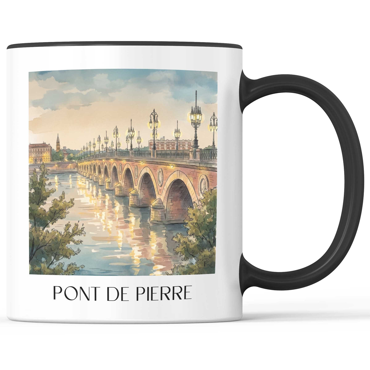 pont-de-pierre-bordeaux-frankreich-kaffeebecher-aquarell