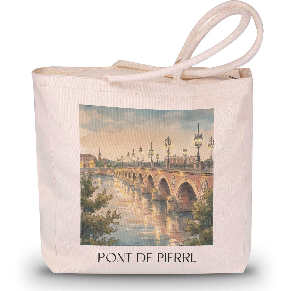 pont-de-pierre-bordeaux-frankreich-einkaufstasche-aquarell