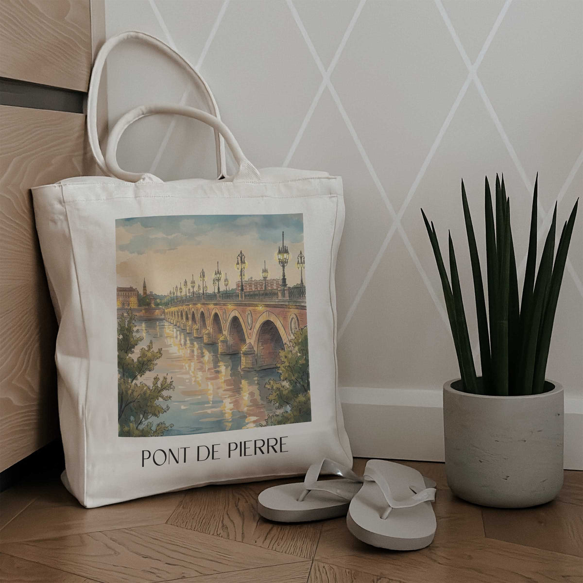 pont-de-pierre-bordeaux-frankreich-einkaufstasche-aquarell