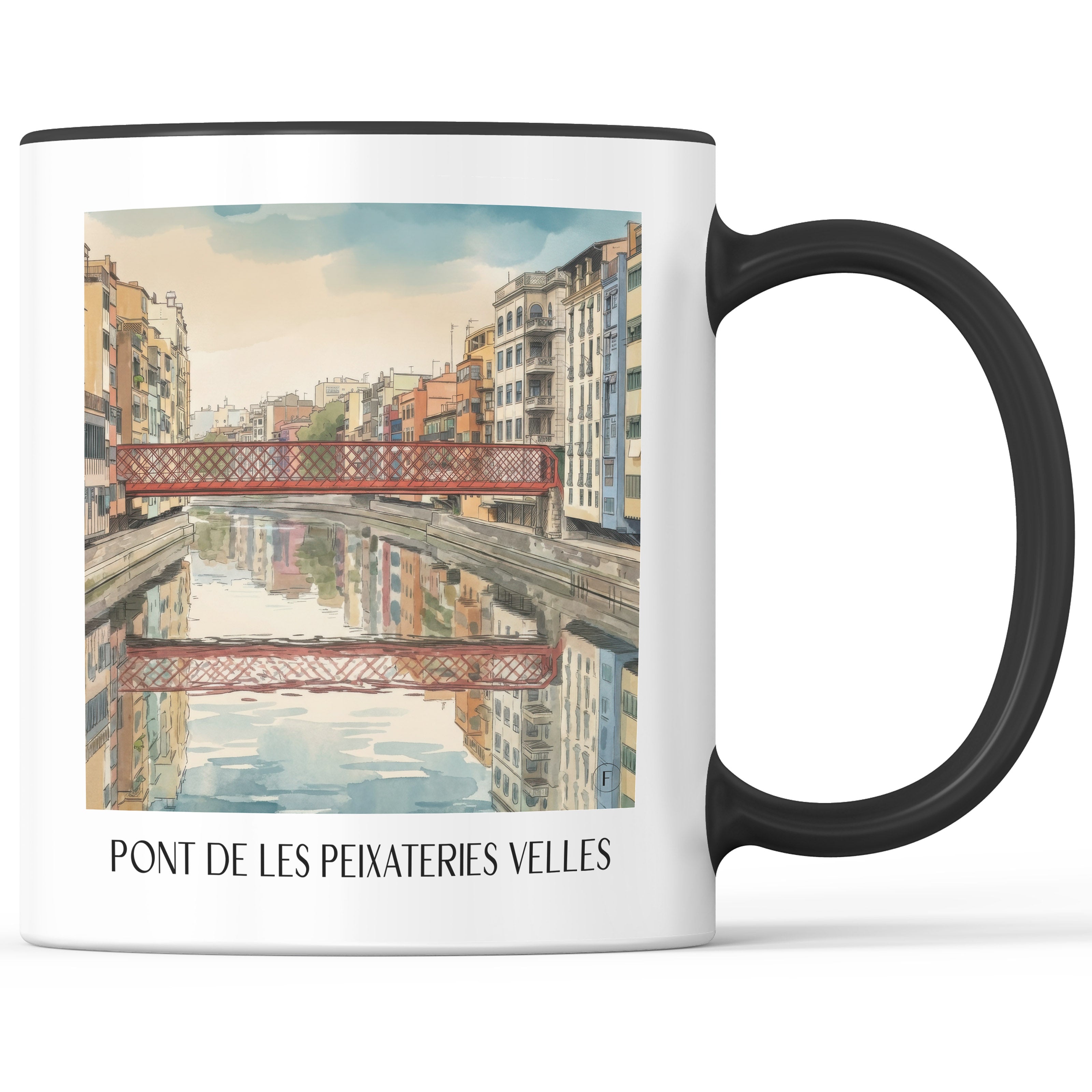 pont-de-les-peixateries-velles-girona-spanien-kaffeebecher-aquarell
