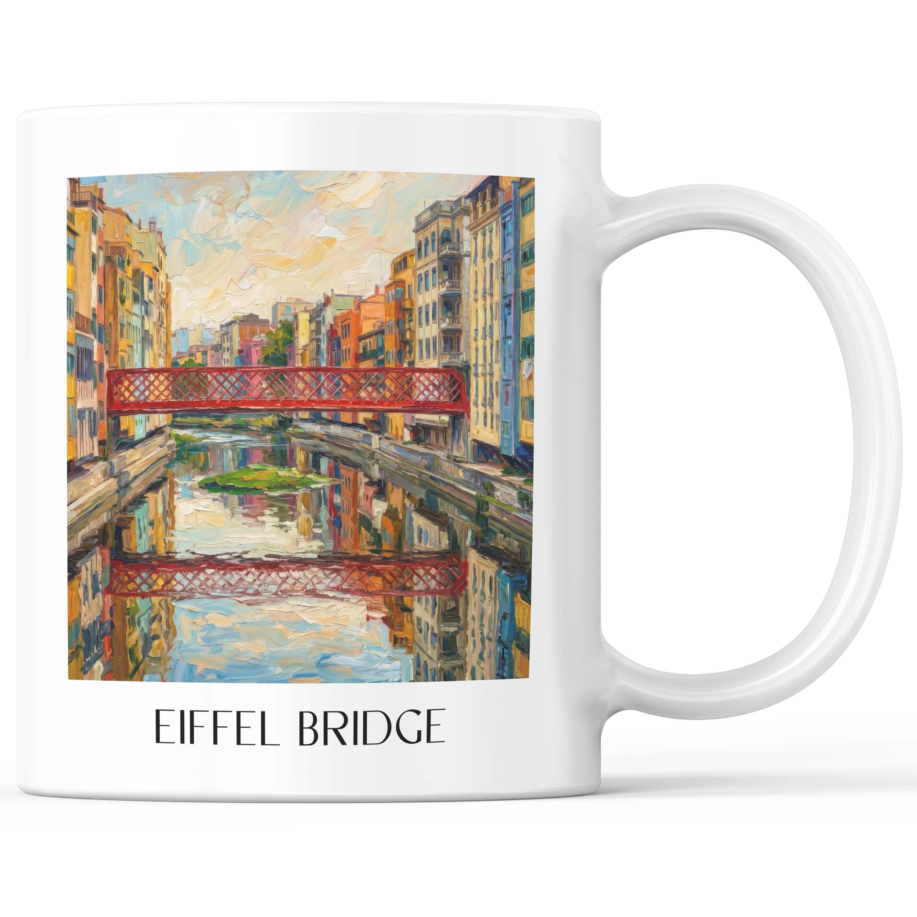 Pont de les Peixateries Velles Kaffeebecher - Girona - Spanien Becher - Kaffeetasse im Ölgemälde Stil - favplace