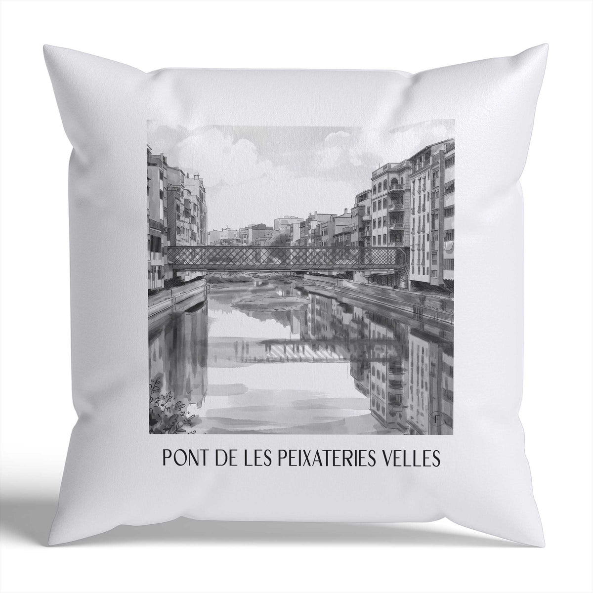 pont-de-les-peixateries-velles-girona-spanien-kissenbezug-aquarell-schwarz-weiss