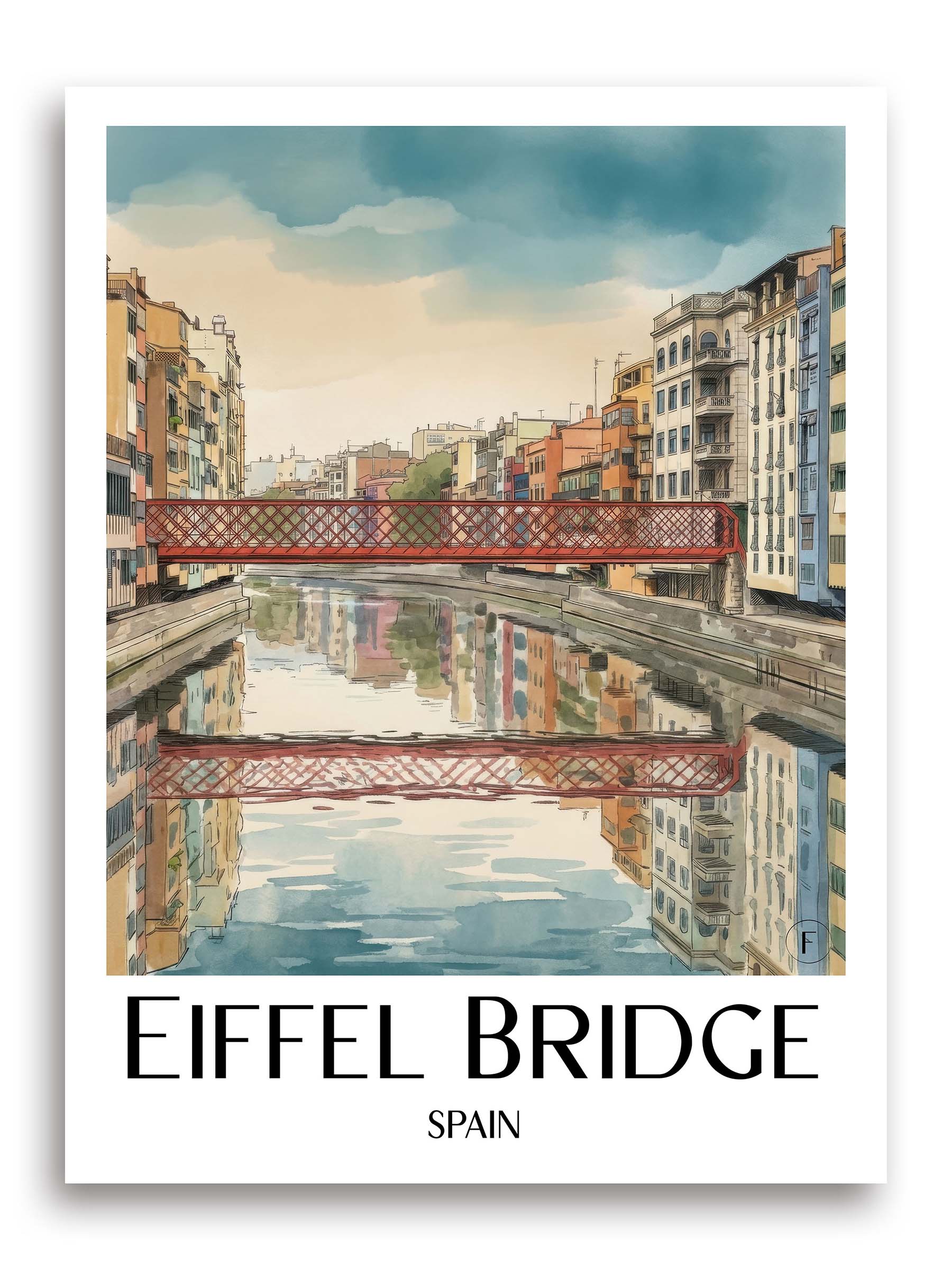 Pont de les Peixateries Velles Poster - Girona - Spanien Kunstdruck - Aquarell von A4 bis A1 - favplace