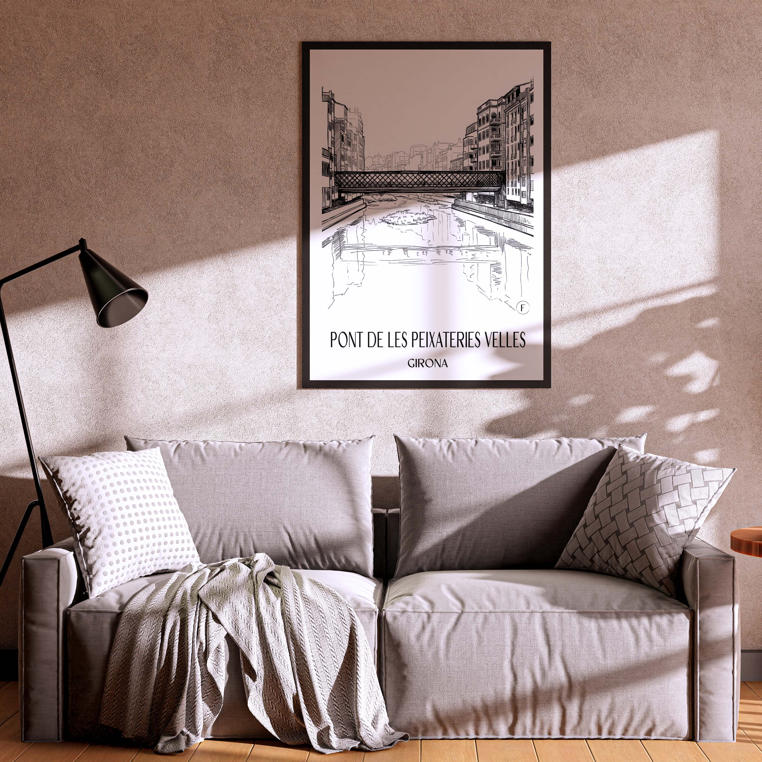 pont-de-les-peixateries-velles-girona-spanien-poster-skizze