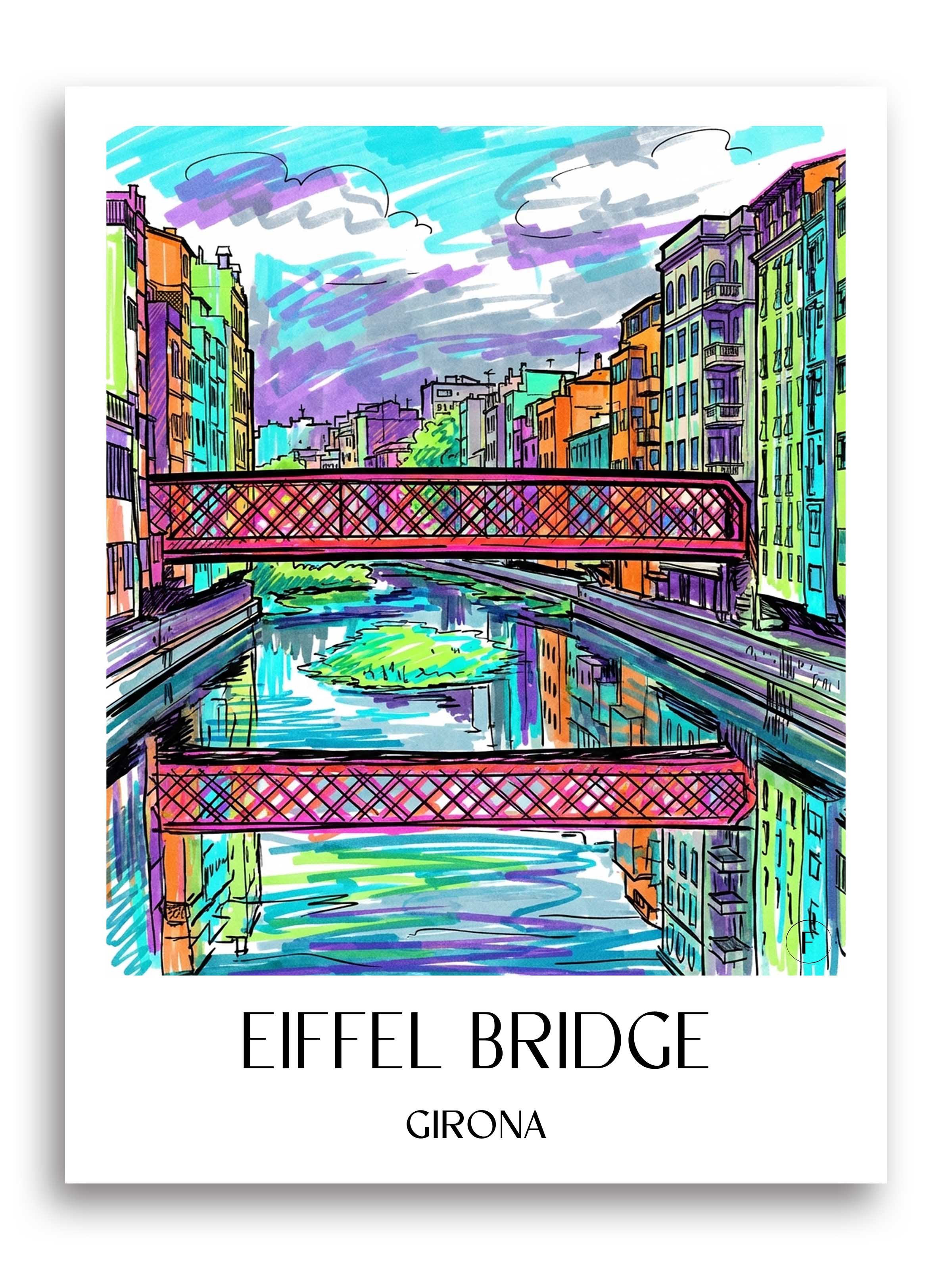 Pont de les Peixateries Velles Poster - Girona - Spanien Kunstdruck - Tag Graffiti von A4 bis A1 - favplace