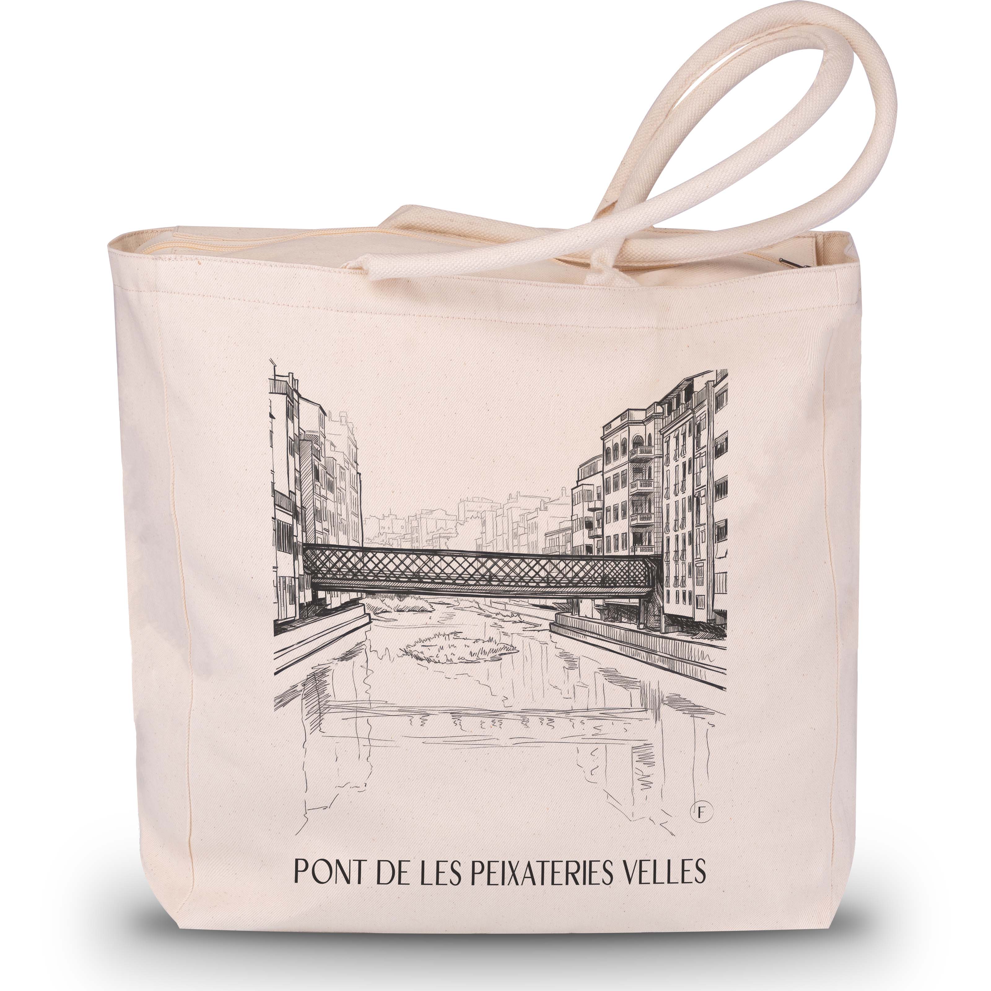 pont-de-les-peixateries-velles-girona-spanien-einkaufstasche-skizze