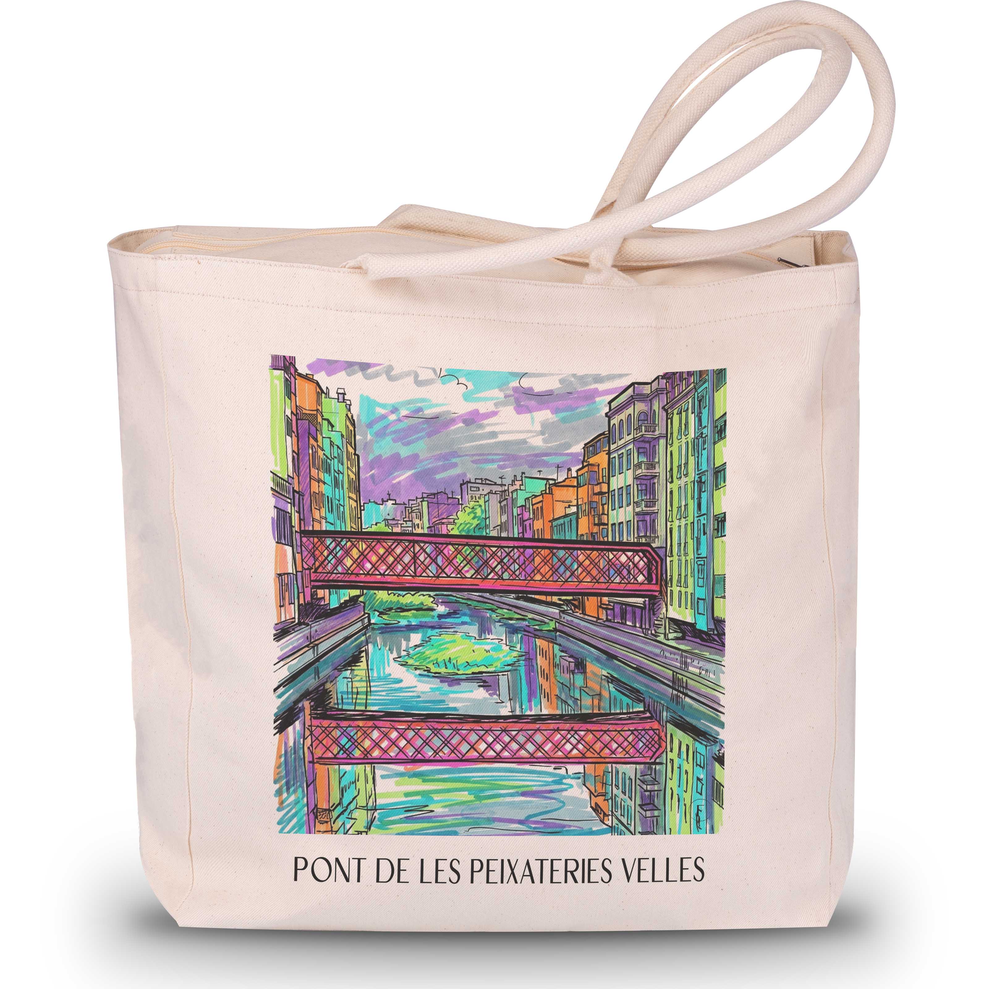 pont-de-les-peixateries-velles-girona-spanien-einkaufstasche-graffiti