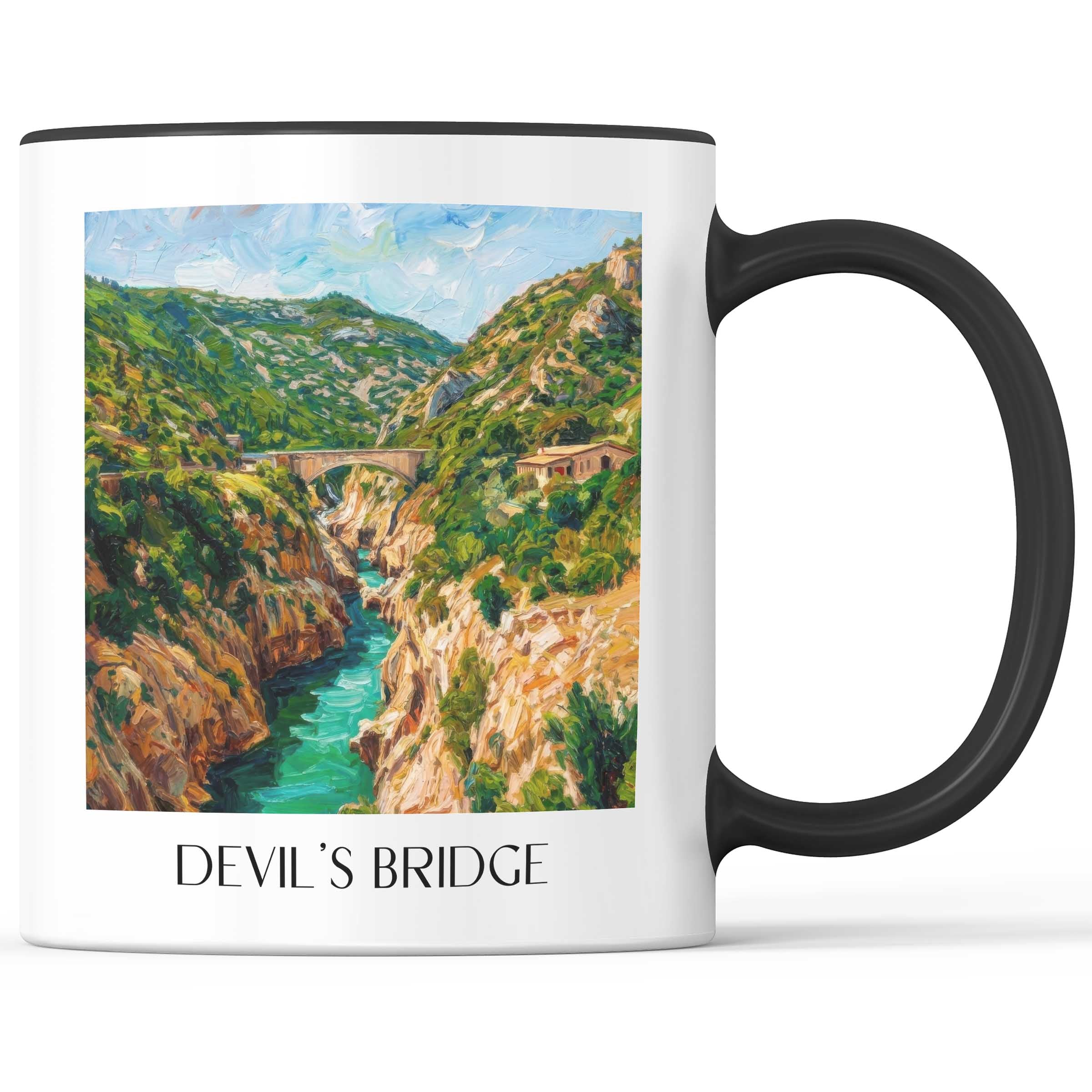 Pont du Diable Kaffeebecher - Saint-Guilhem-le-Désert - Frankreich Becher - Kaffeetasse im Ölgemälde Stil - favplace