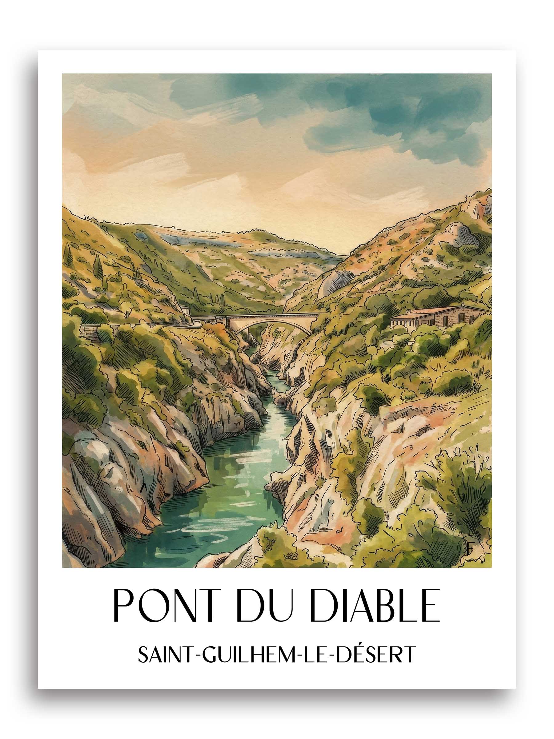 pont-du-diable-saint-guilhem-le-désert-frankreich-poster-aquarell