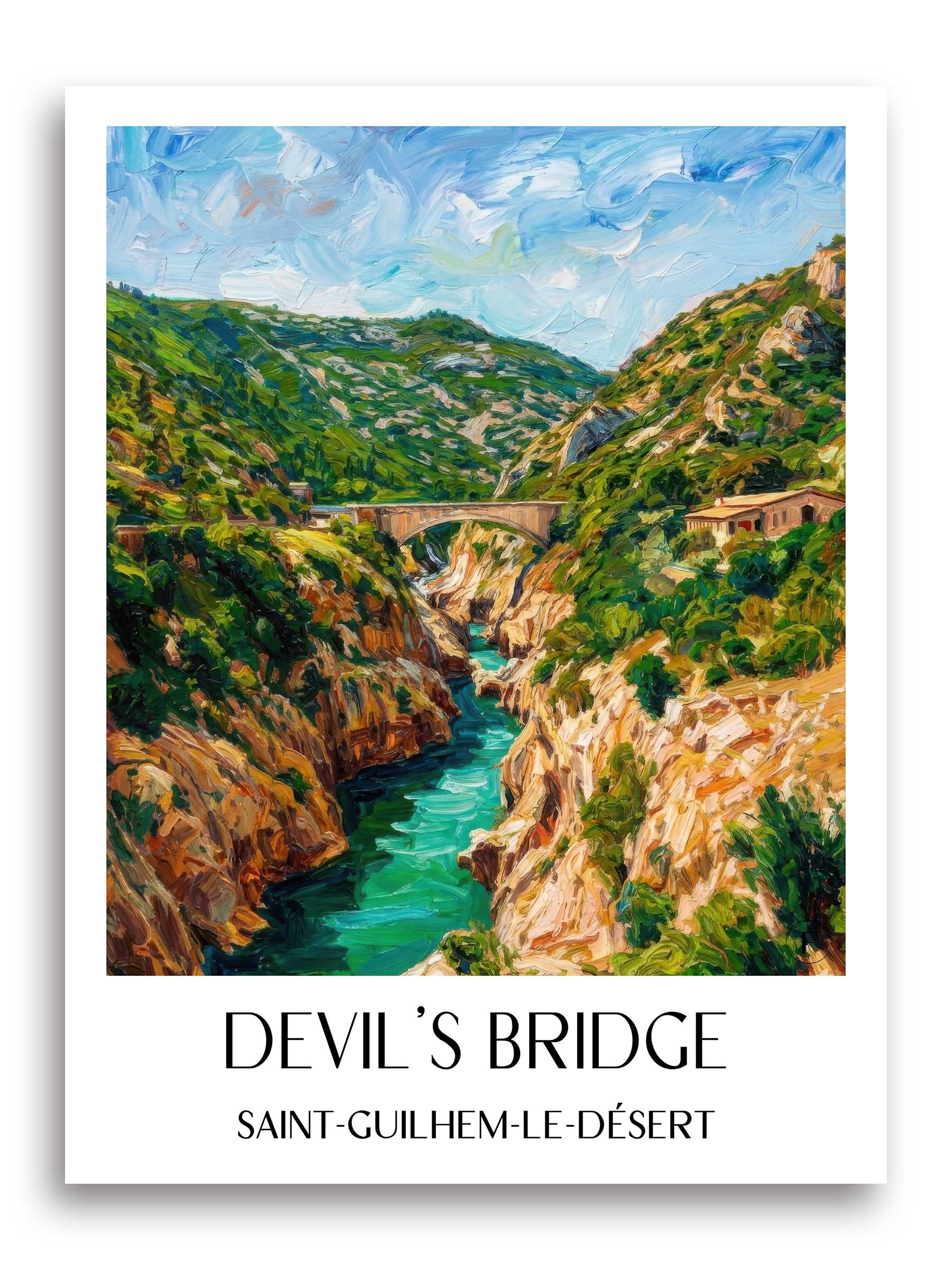 Pont du Diable Poster - Saint-Guilhem-le-Désert - Frankreich Kunstdruck - Ölgemälde von A4 bis A1 - favplace