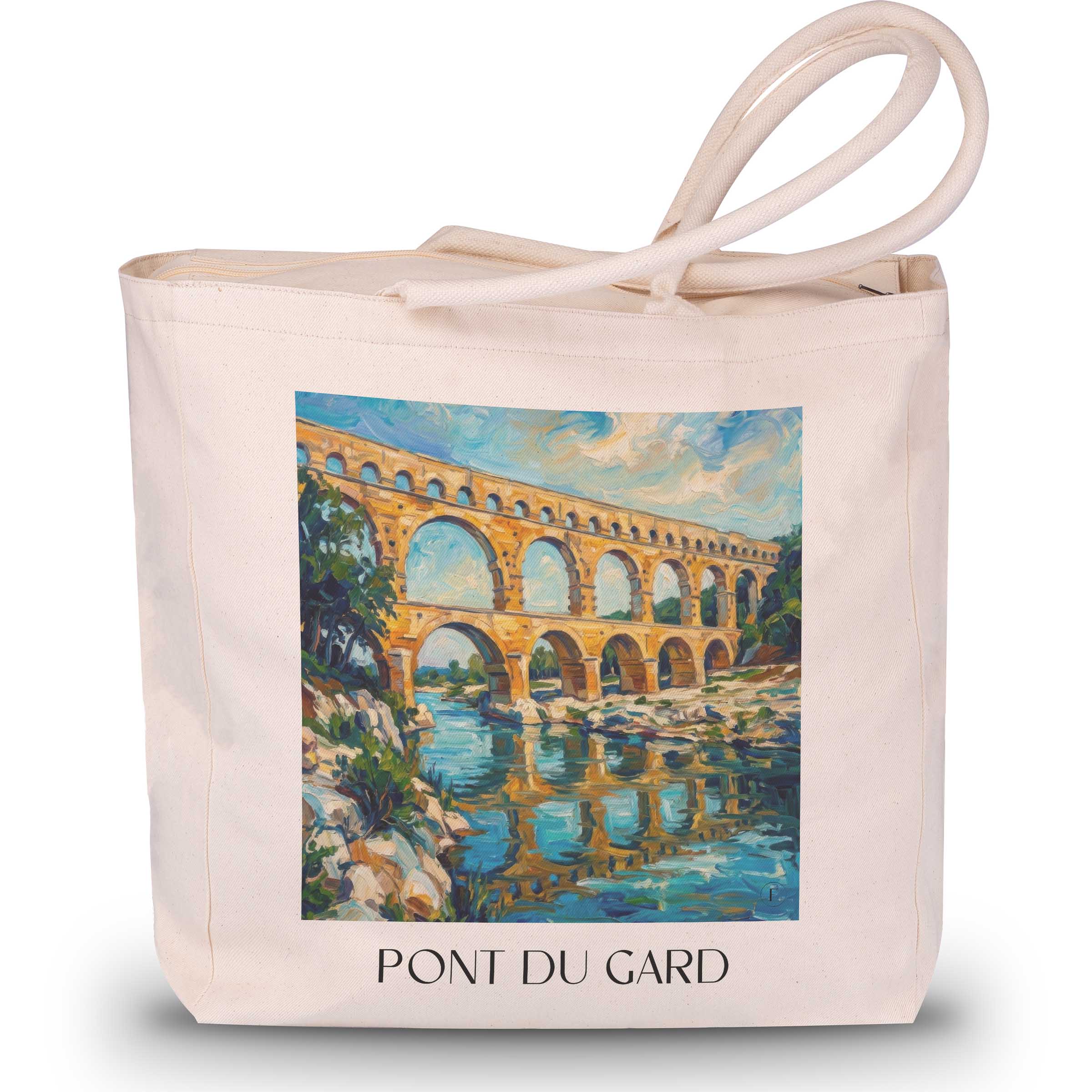 Pont du Gard Shopping Tasche - Nîmes - Frankreich Tote Bag - Einkaufstasche im Ölgemälde Stil - favplace