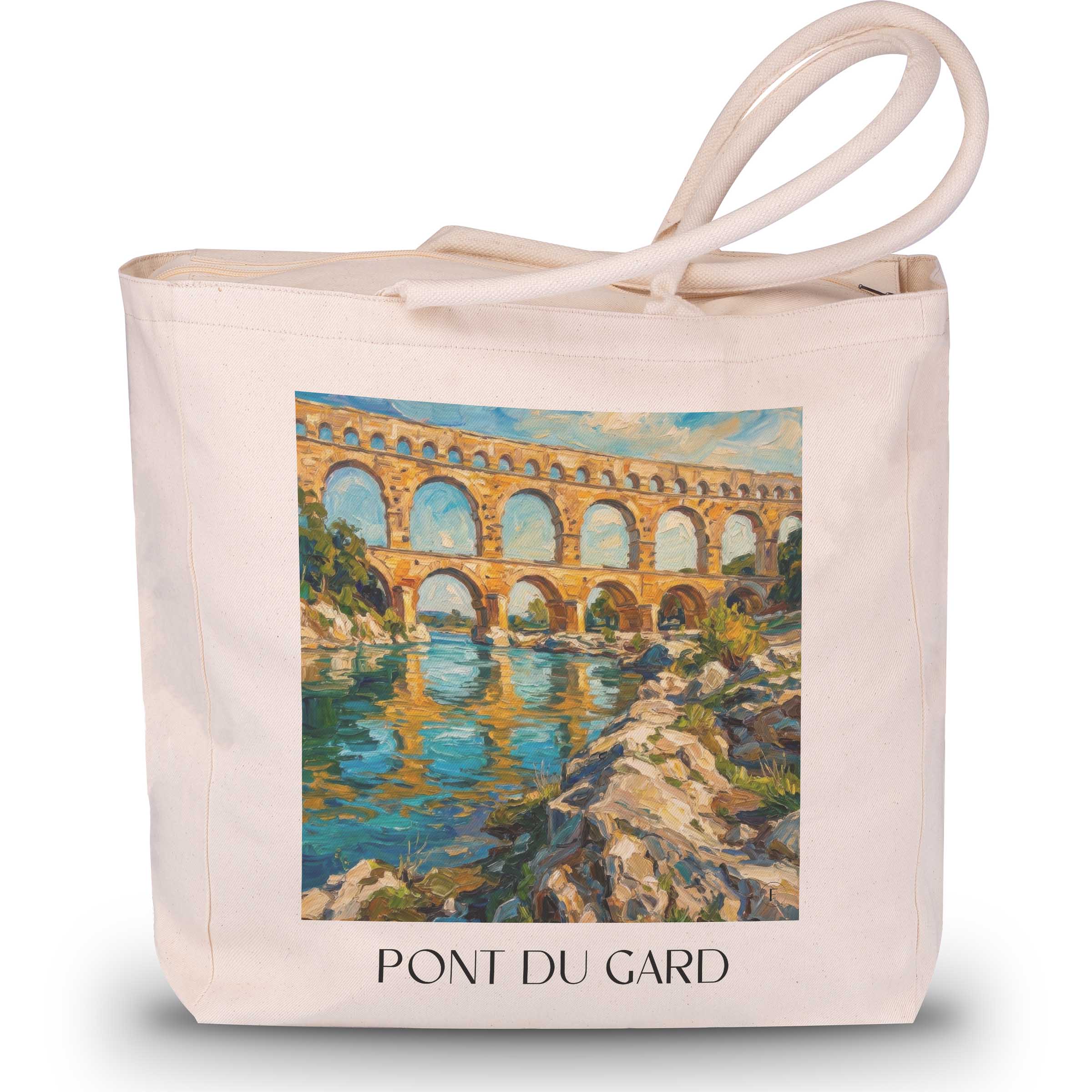 Pont du Gard Shopping Tasche - Provence - Frankreich Tote Bag - Einkaufstasche im Ölgemälde Stil - favplace