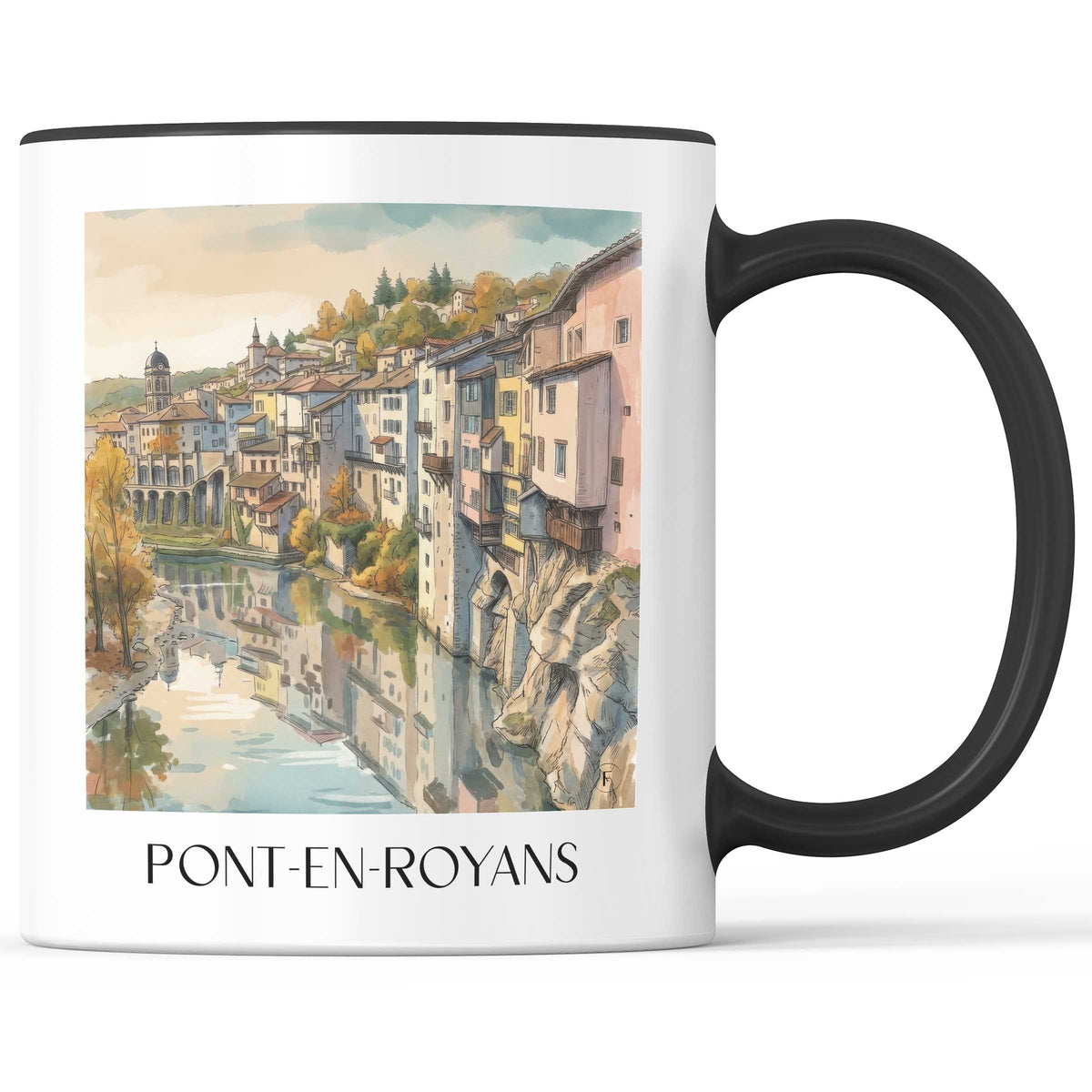 pont-en-royans-vercors-frankreich-kaffeebecher-aquarell