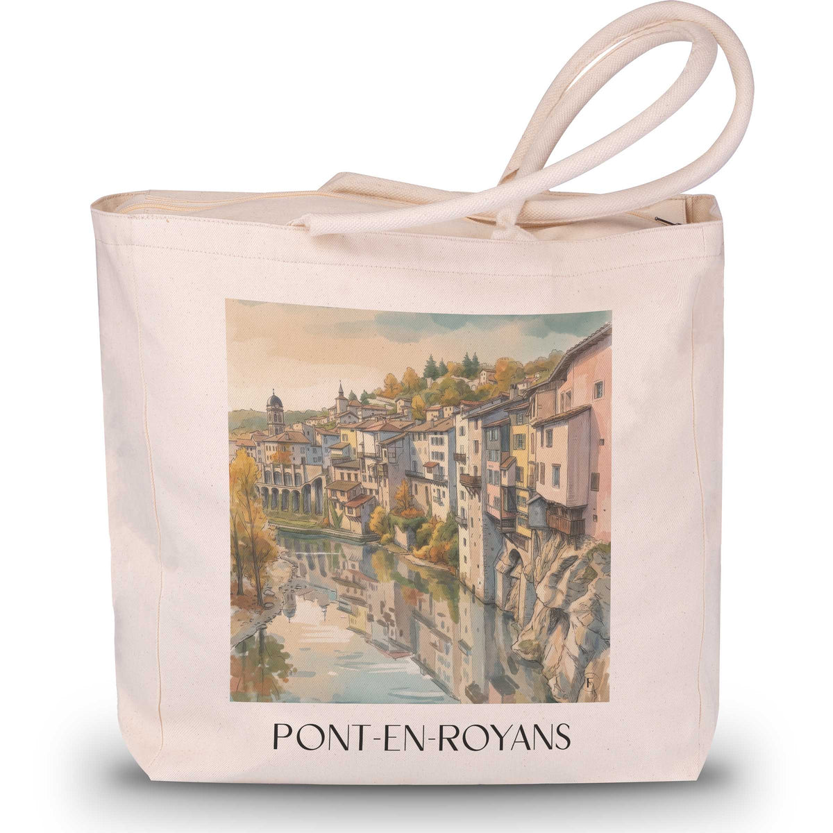 pont-en-royans-vercors-frankreich-einkaufstasche-aquarell