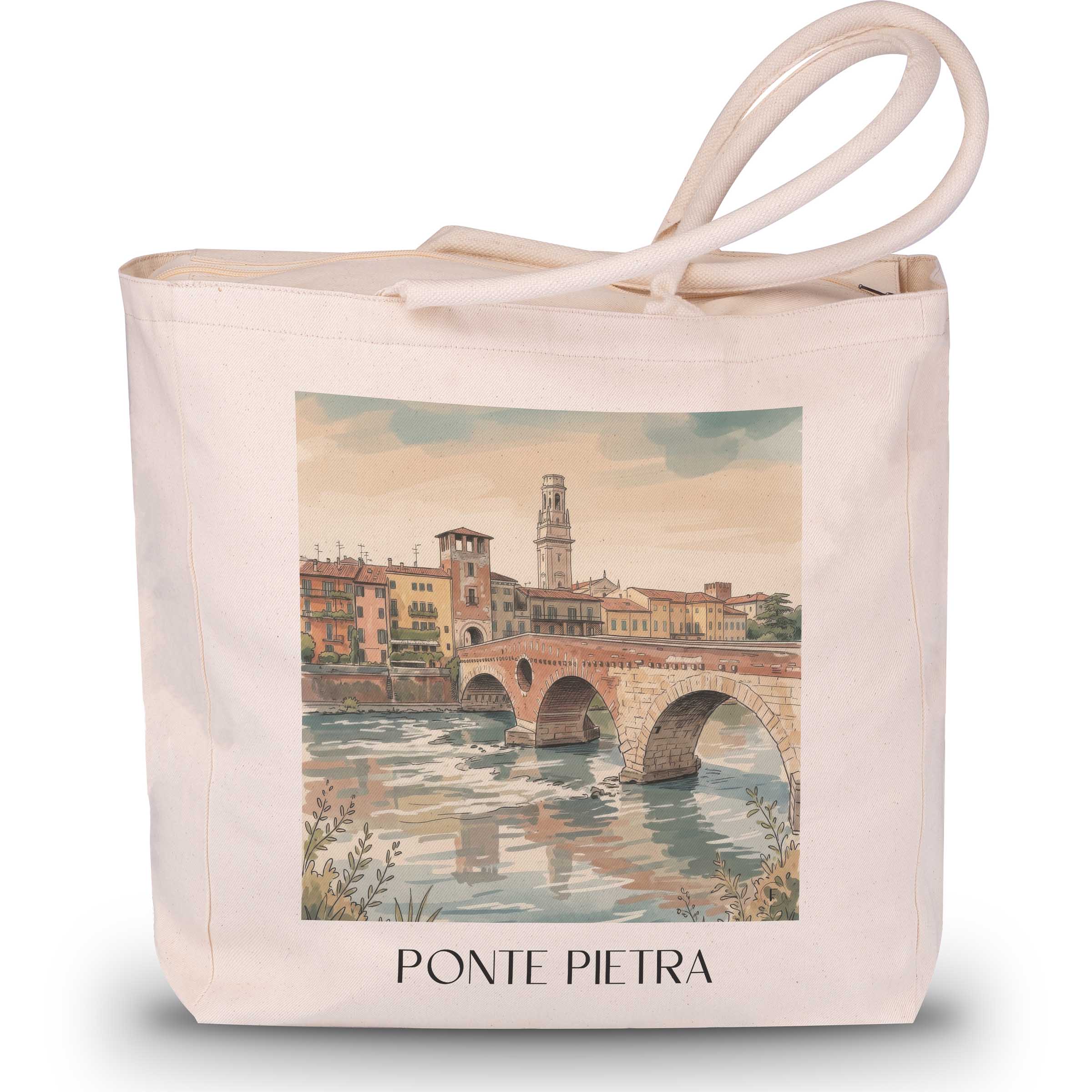 ponte-pietra-verona-italien-einkaufstasche-aquarell