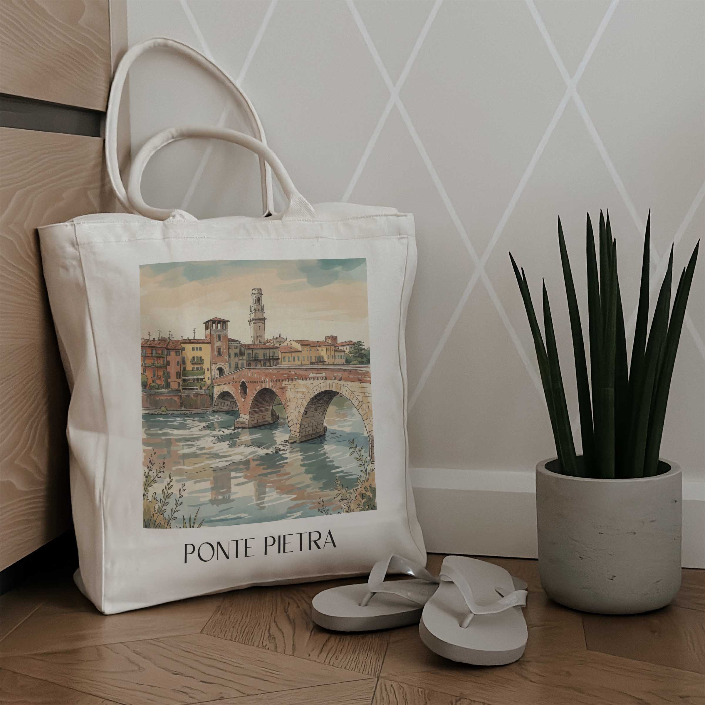 ponte-pietra-verona-italien-einkaufstasche-aquarell