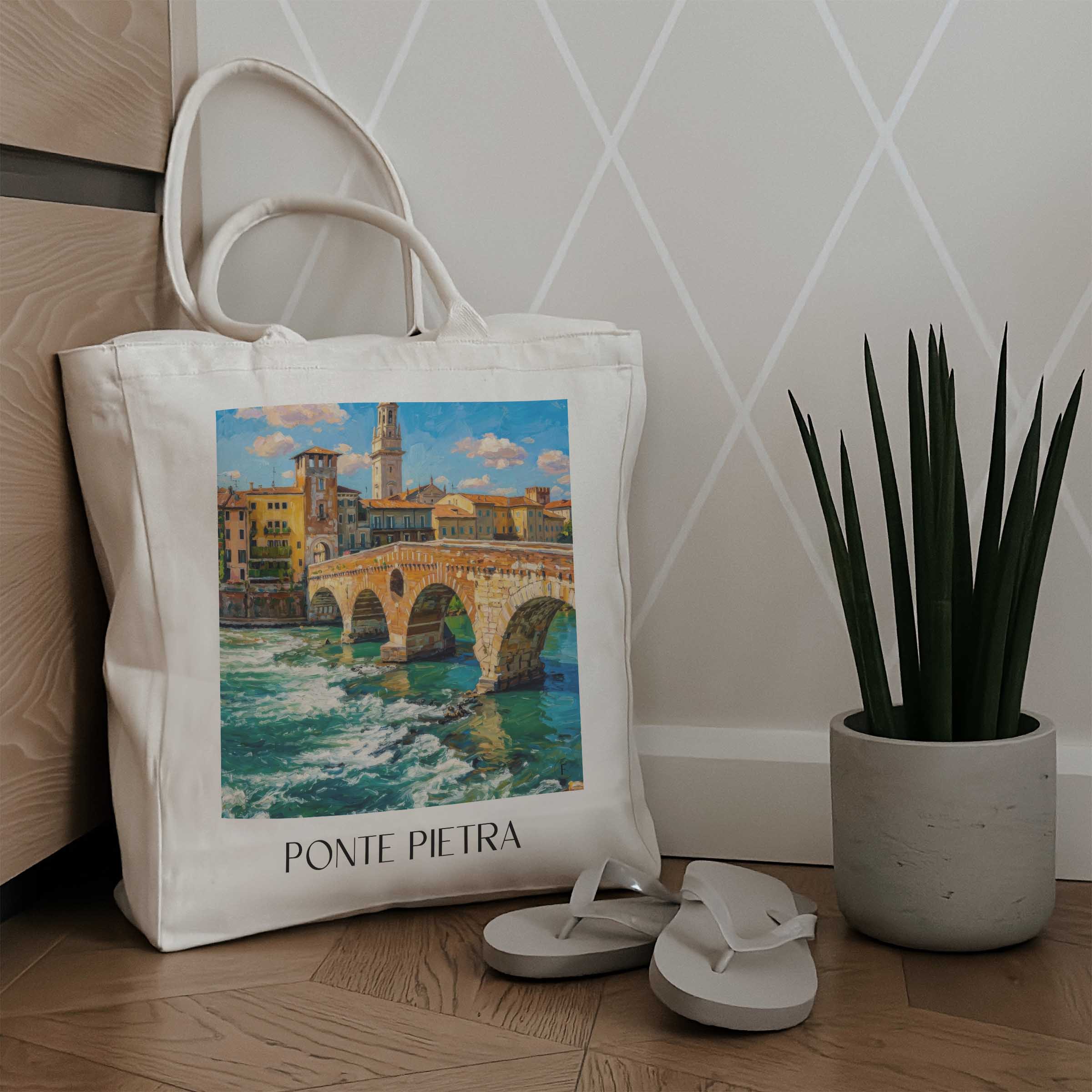 ponte-pietra-verona-italien-einkaufstasche-oil-painting-oelgemaelde