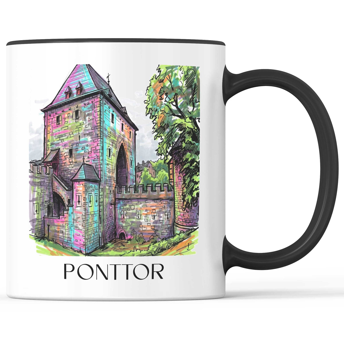 Ponttor Kaffeebecher - Aachen - Deutschland Becher - Kaffeetasse im Tag Graffiti Stil - favplace