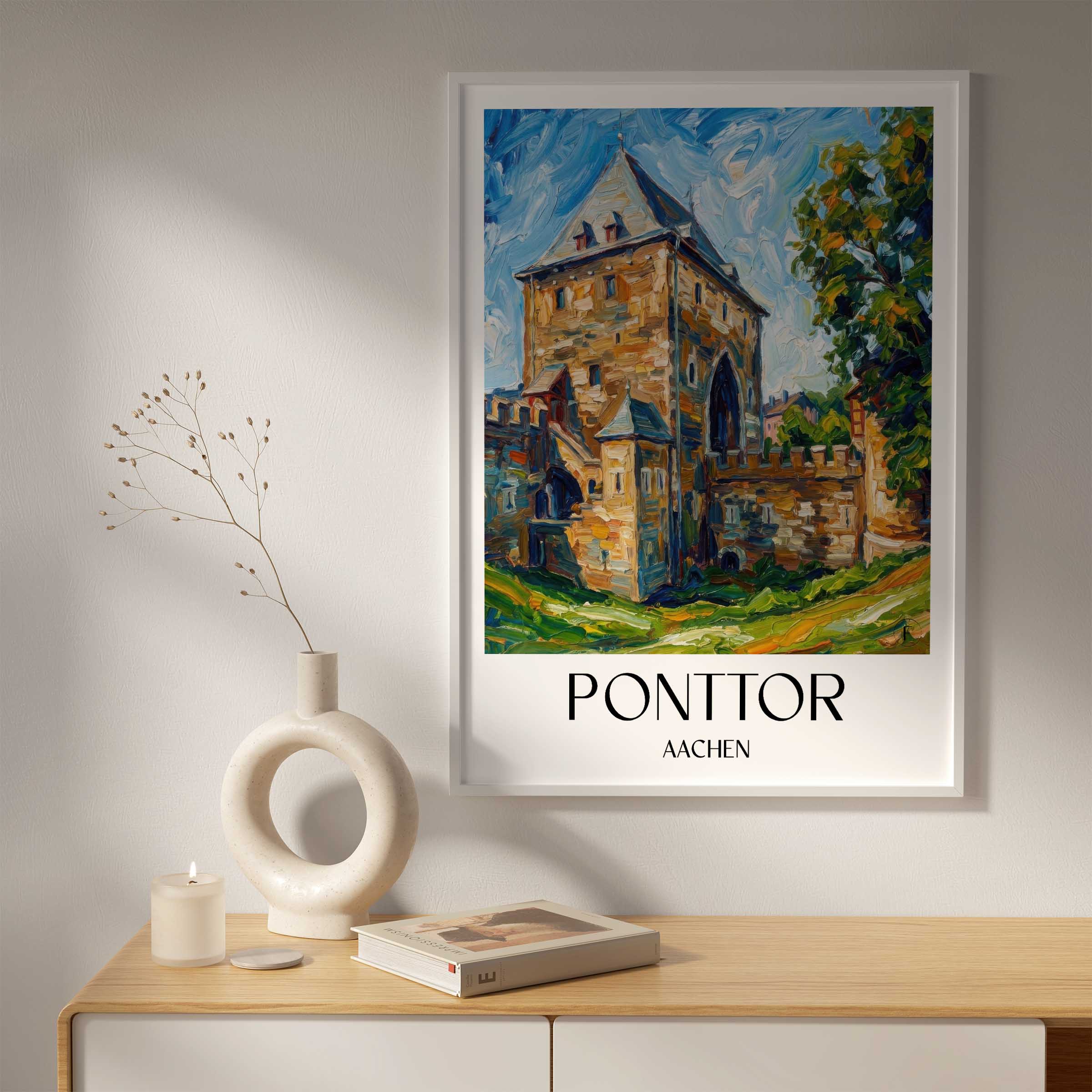 ponttor-aachen-deutschland-poster-oil-painting-oelgemaelde