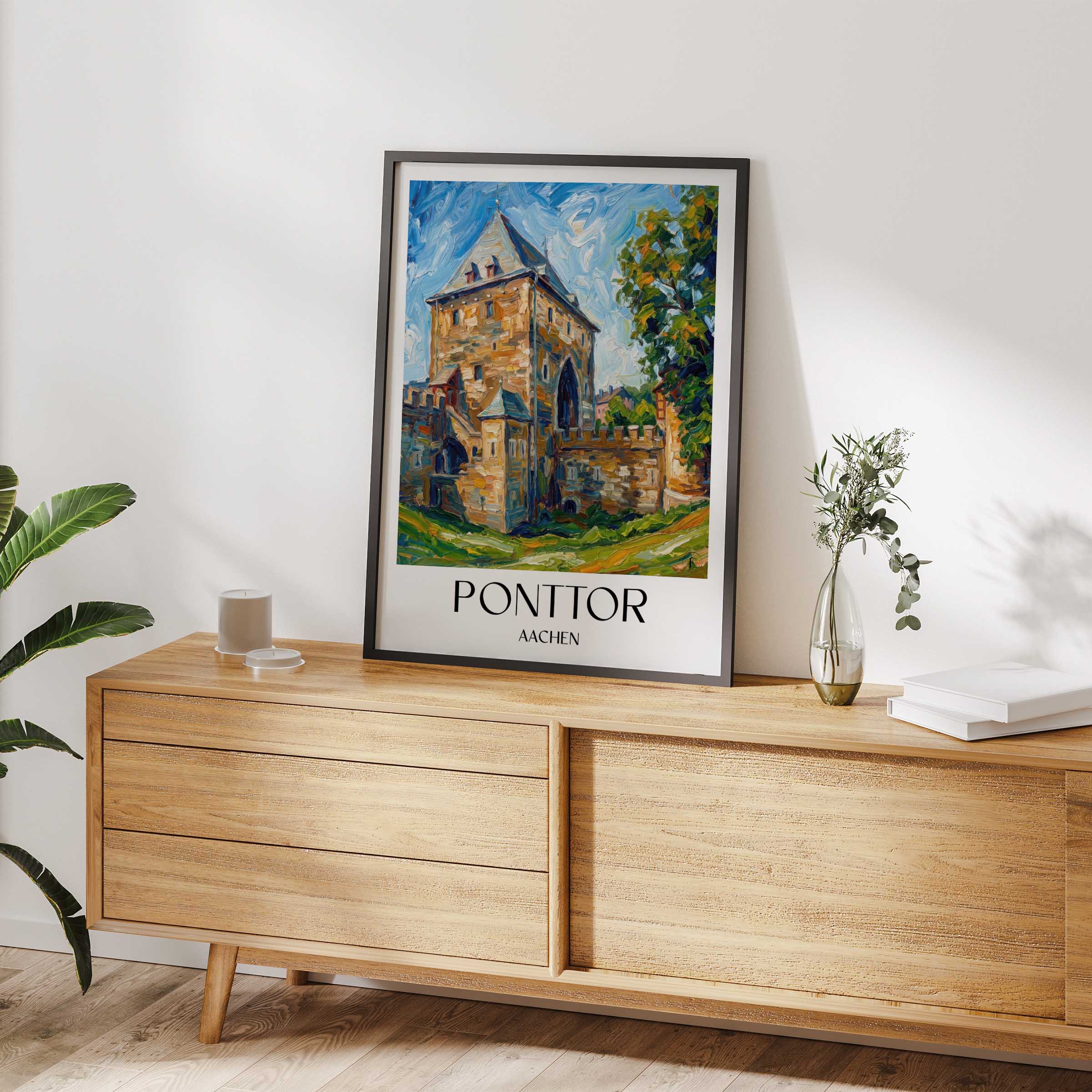 ponttor-aachen-deutschland-poster-oil-painting-oelgemaelde