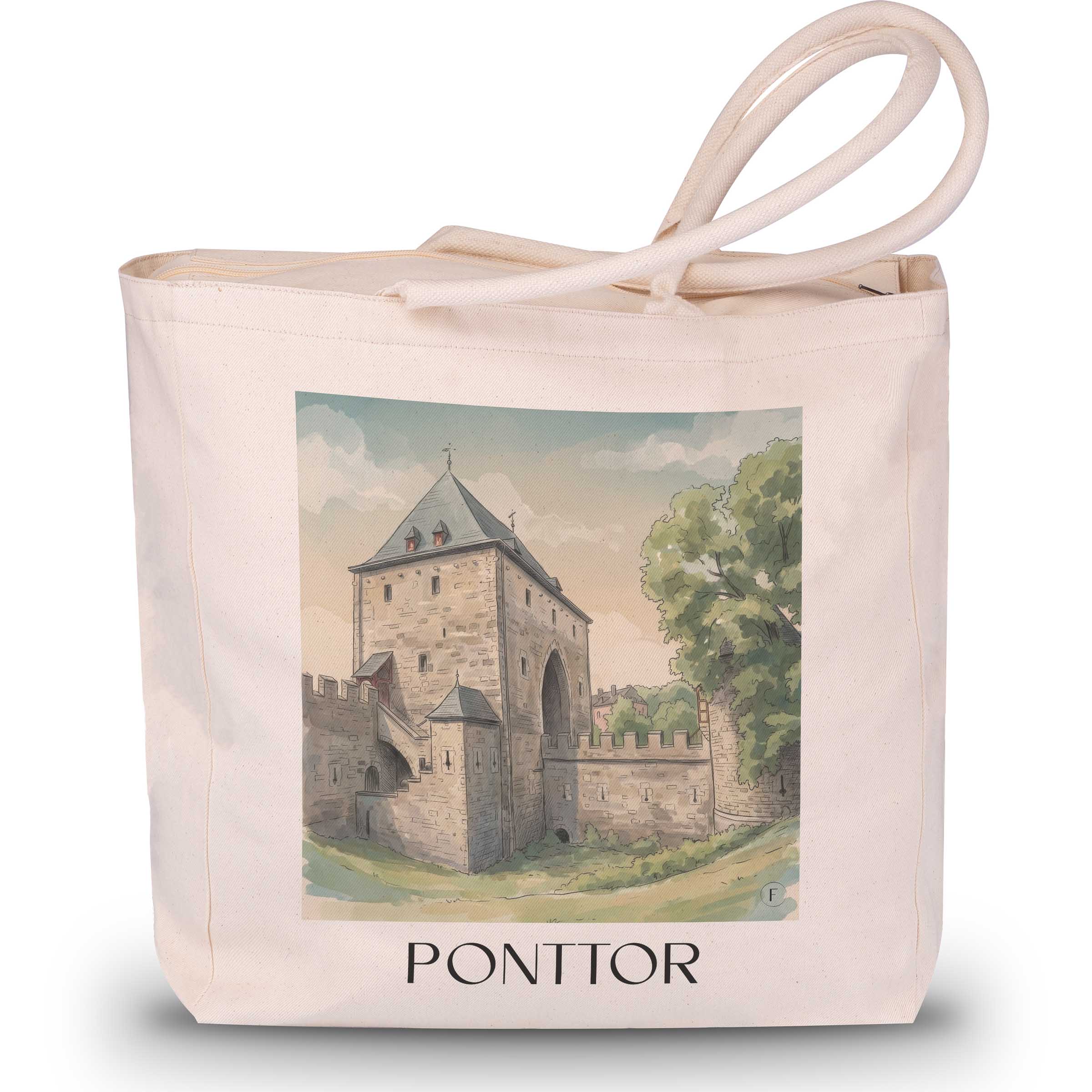 ponttor-aachen-deutschland-einkaufstasche-aquarell